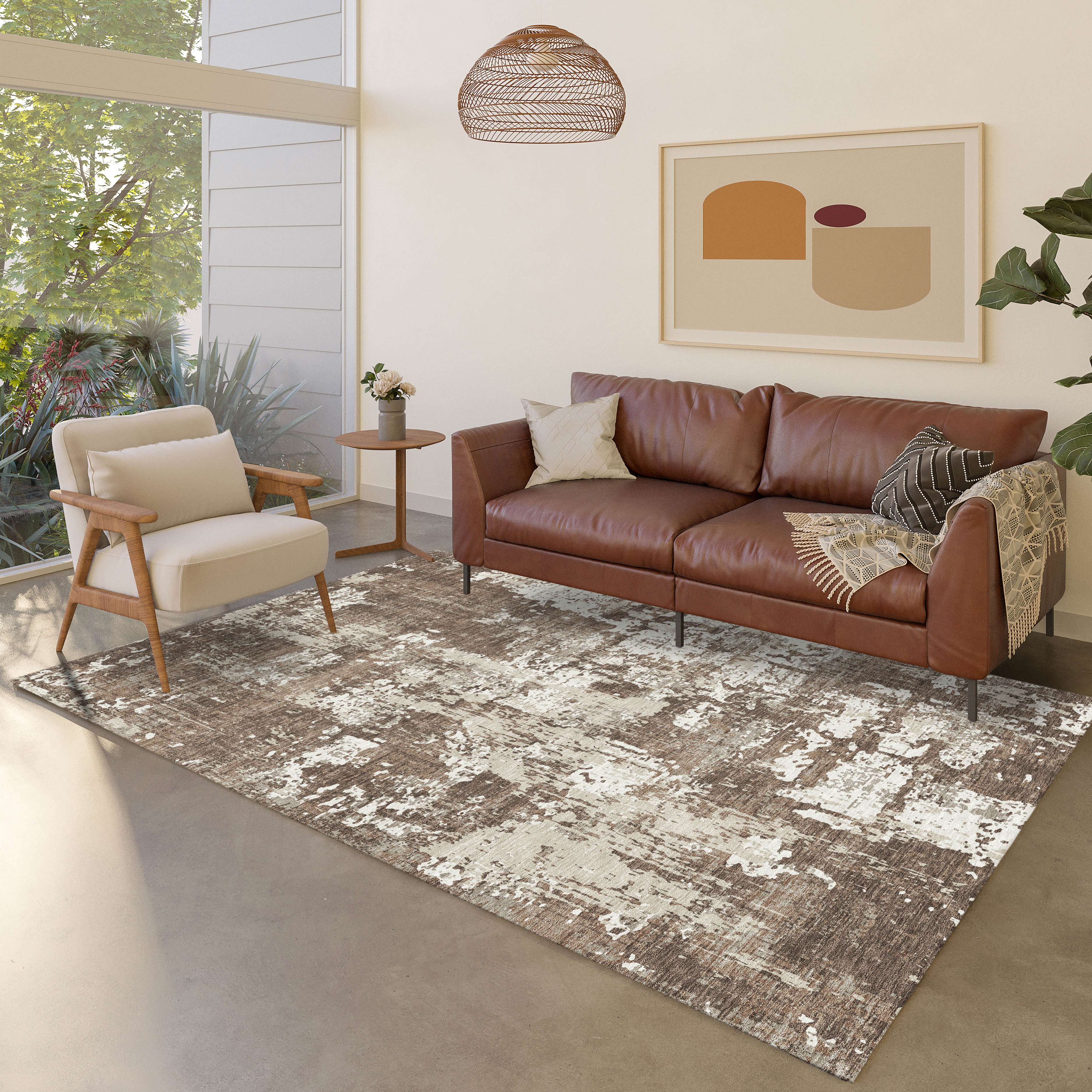Luxury Washable Indoor/Outdoor Transitional KC7 Brown Rug 2'6" x 3'10" #shape_Rectangle