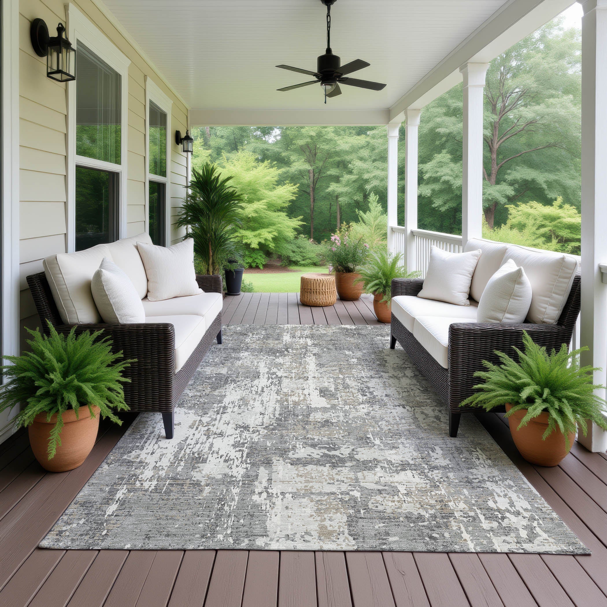 Luxury Washable Indoor/Outdoor Transitional KC7 Gray Rug 2'6" x 3'10" #shape_Rectangle