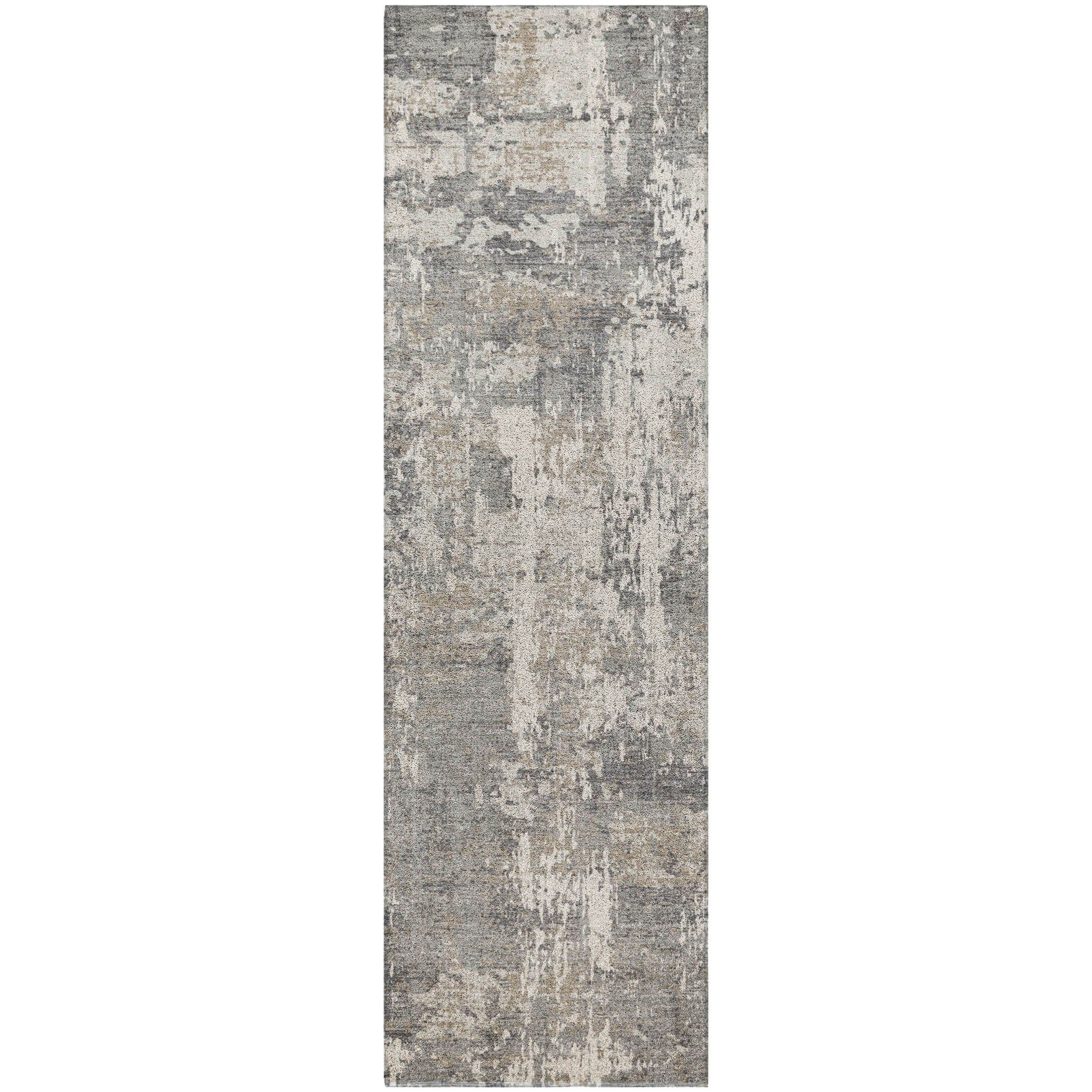 Luxury Washable Indoor/Outdoor Transitional KC7 Gray Rug 2'3" x 7'6" #shape_Runner