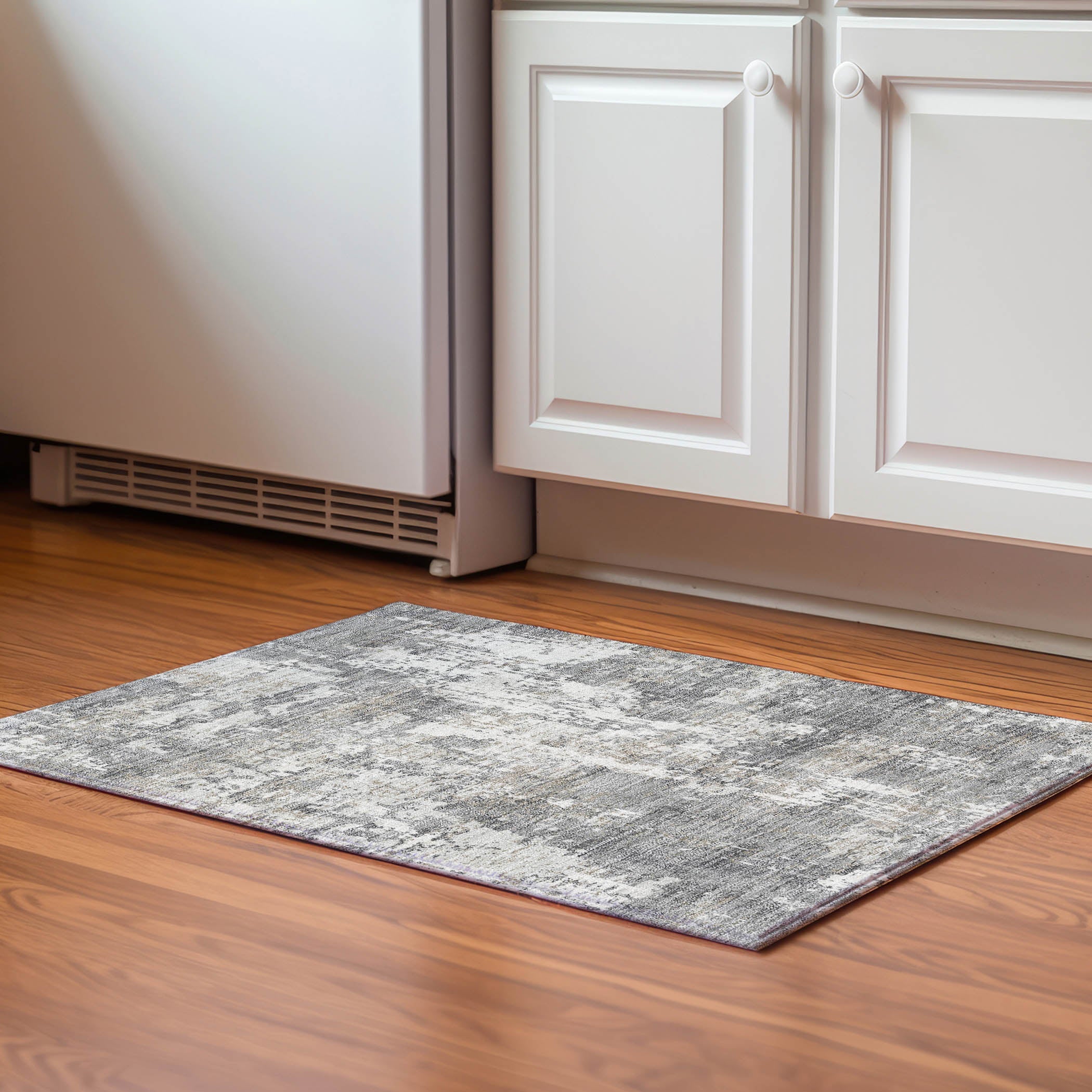 Luxury Washable Indoor/Outdoor Transitional KC7 Gray Rug 1'8" x 2'6" #shape_Rectangle