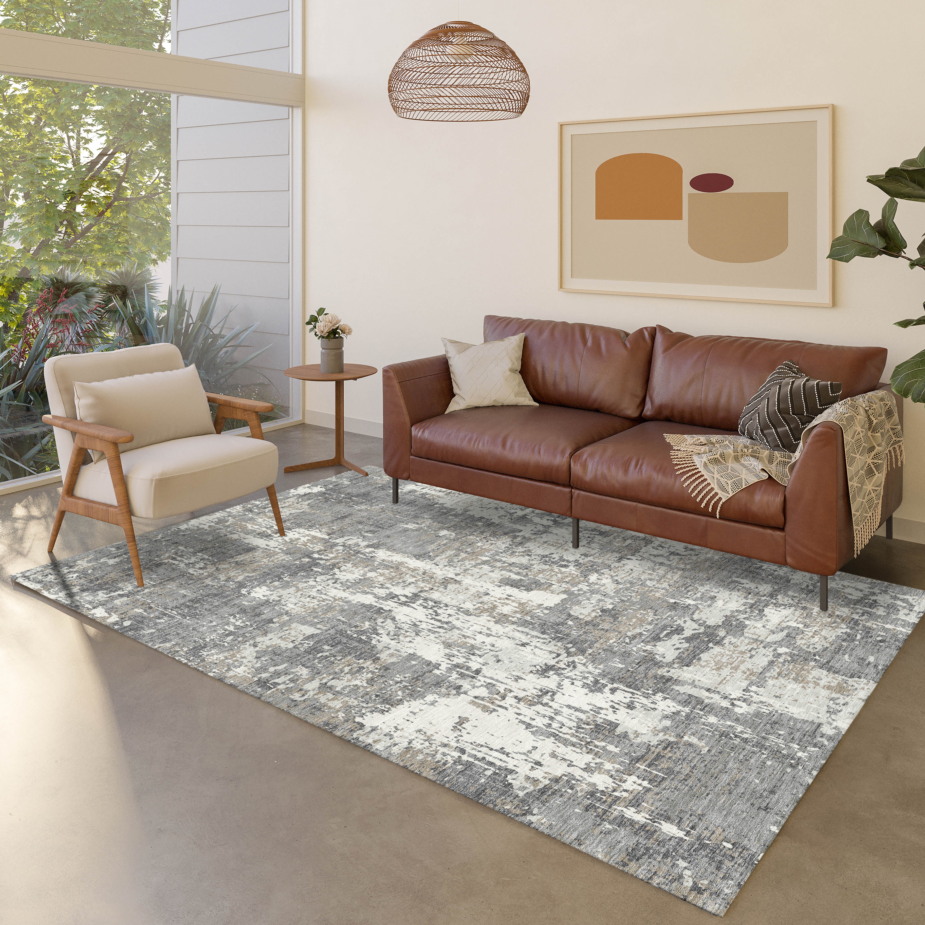 Luxury Washable Indoor/Outdoor Transitional KC7 Gray Rug 2'6" x 3'10" #shape_Rectangle