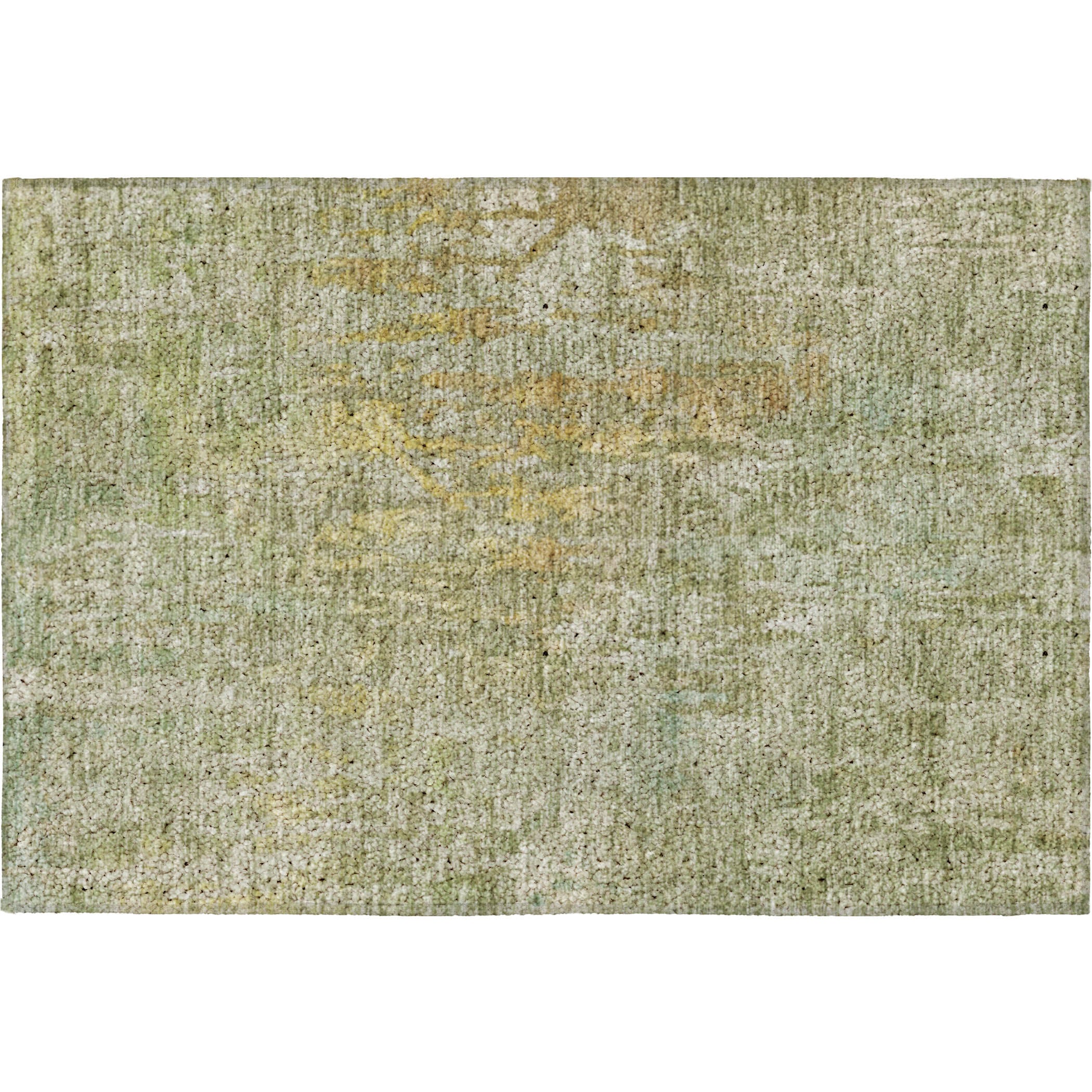 Luxury Washable Indoor/Outdoor Transitional KC8 Sage Green Rug 1'8" x 2'6" #shape_Rectangle