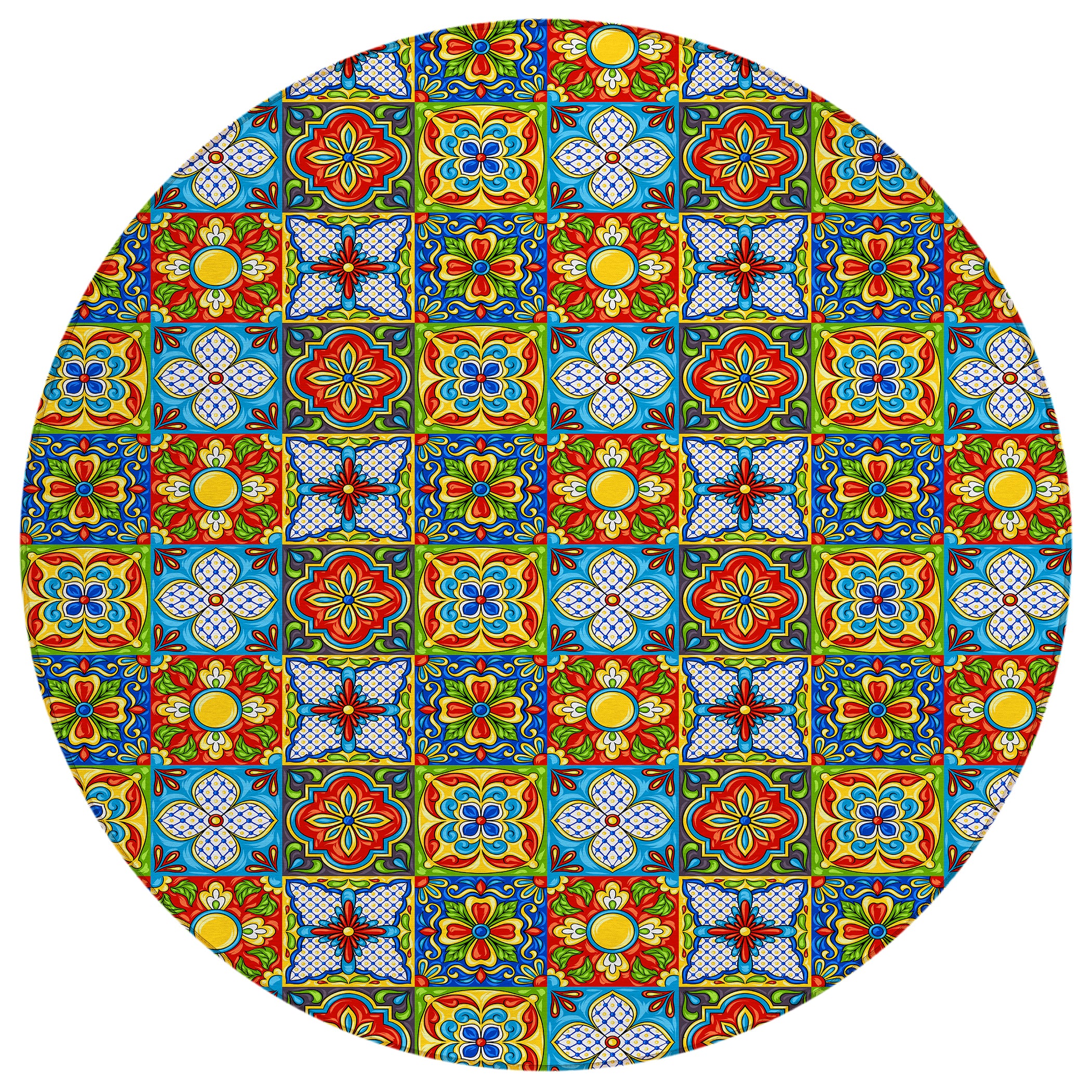 Luxury Machine Washable Indoor/Outdoor Kitchen KE20 Multi Rug 8' x 8' #shape_Round