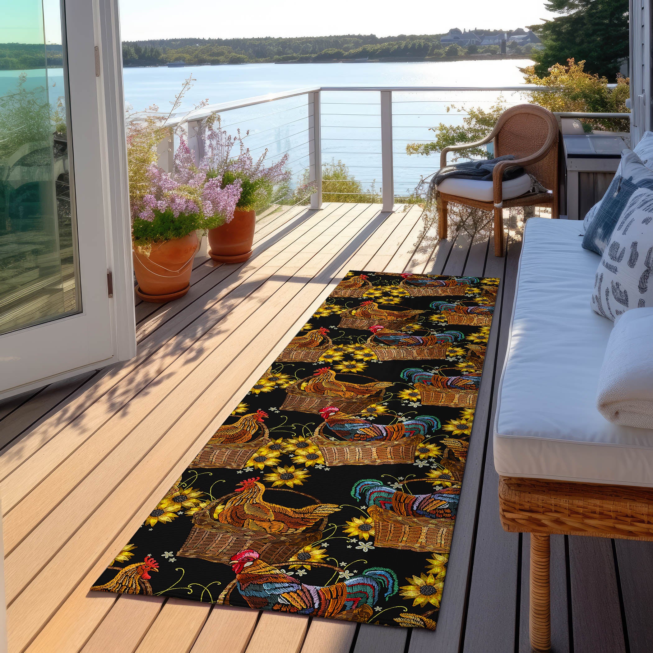 Luxury Machine Washable Indoor/Outdoor Kitchen KE2 Black Rug 2'3" x 7'6" #shape_Runner