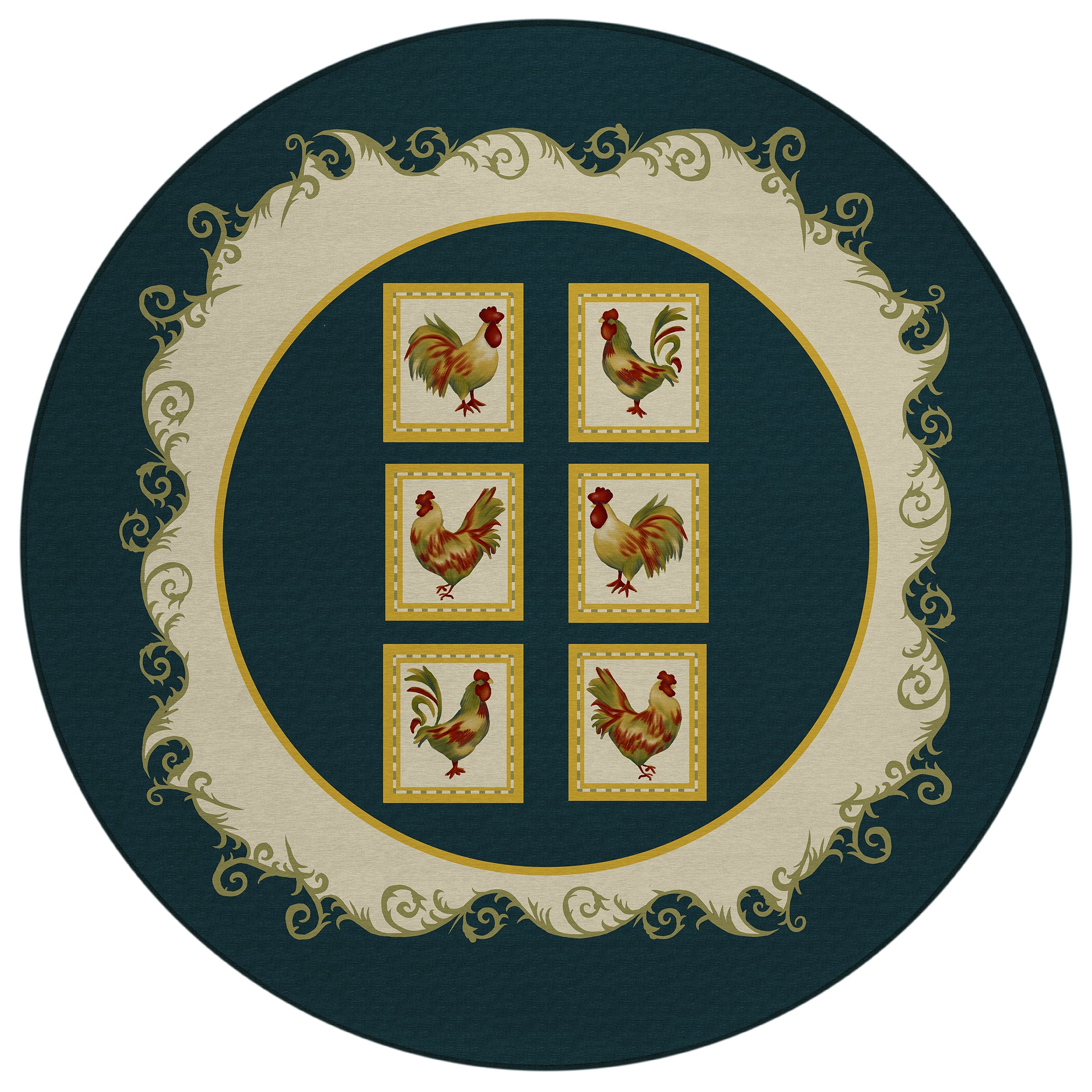 Luxury Machine Washable Indoor/Outdoor Kitchen KE4 Black Rug 8' x 8' #shape_Round