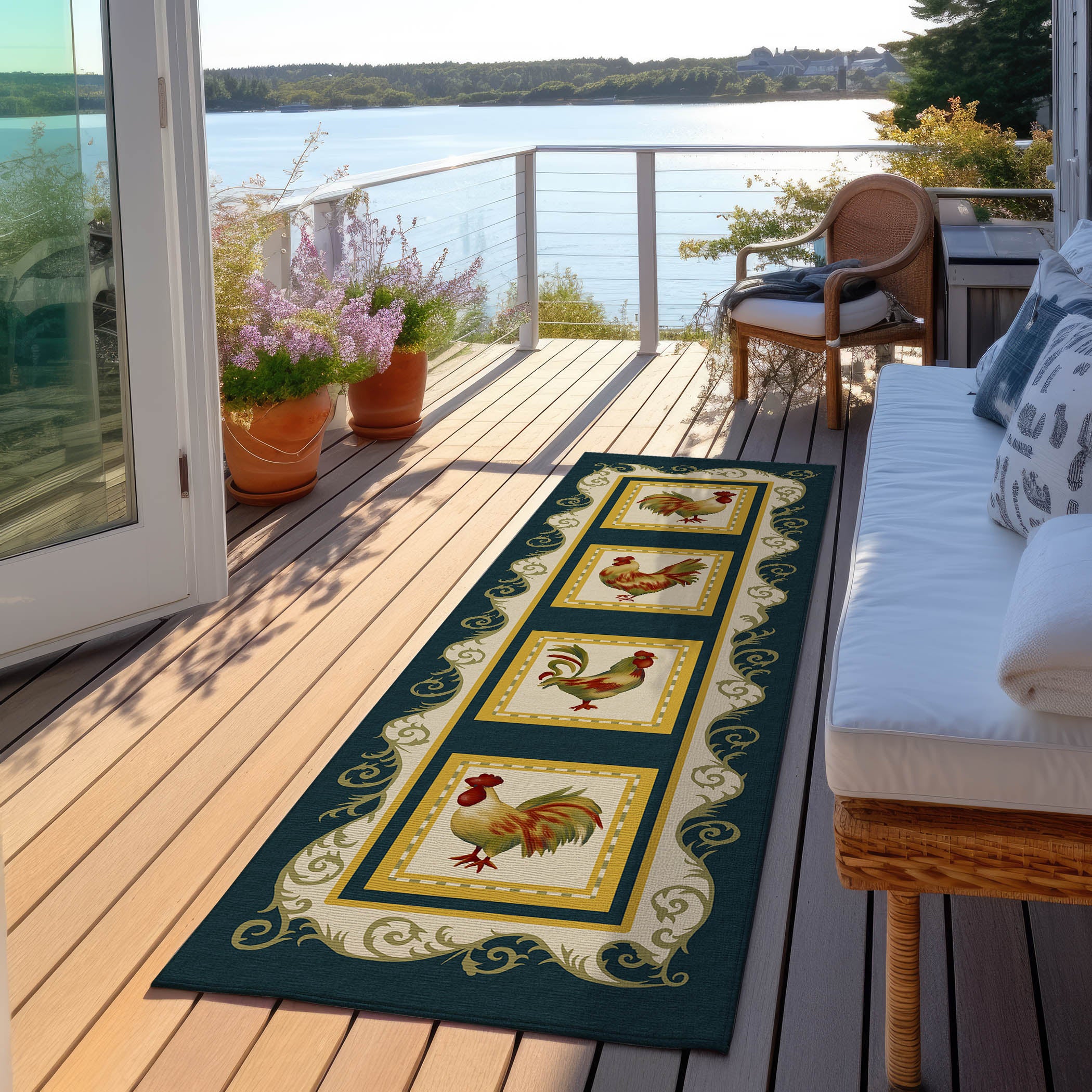 Luxury Machine Washable Indoor/Outdoor Kitchen KE4 Black Rug 2'3" x 7'6" #shape_Runner