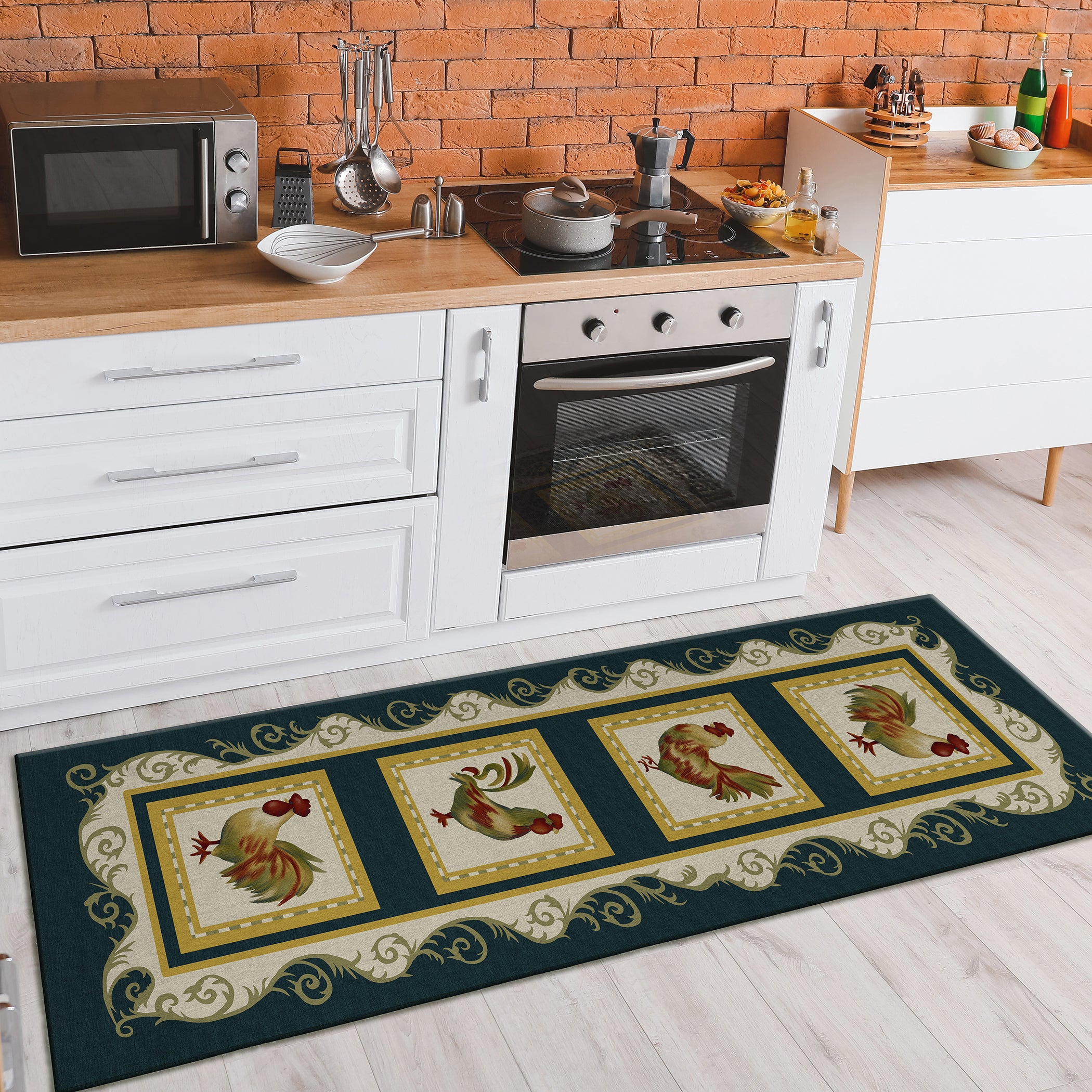 Luxury Machine Washable Indoor/Outdoor Kitchen KE4 Black Rug 2'3" x 7'6" #shape_Runner