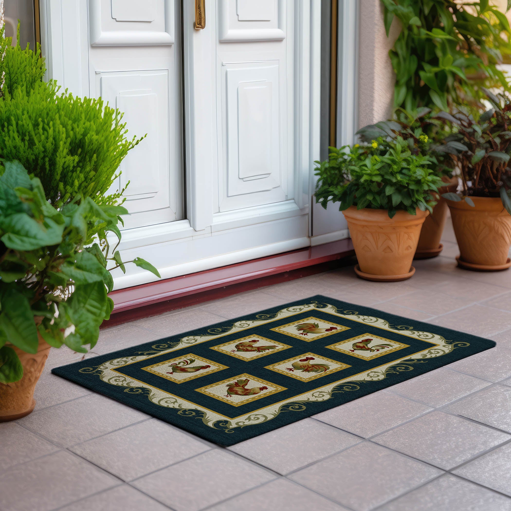 Luxury Machine Washable Indoor/Outdoor Kitchen KE4 Black Rug 1'8" x 2'6" #shape_Rectangle