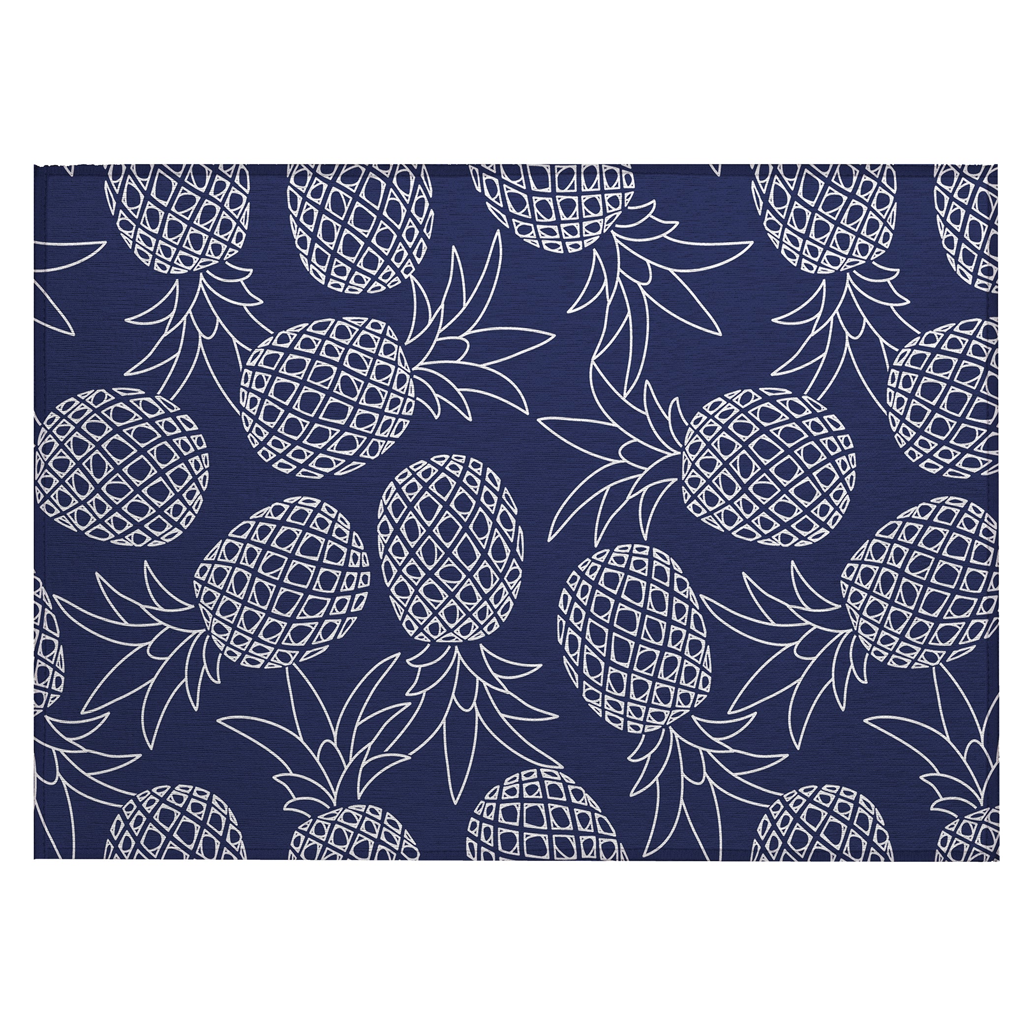 Luxury Machine Washable Indoor/Outdoor Kitchen KE6 Navy Blue Rug 1'8" x 2'6" #shape_Rectangle