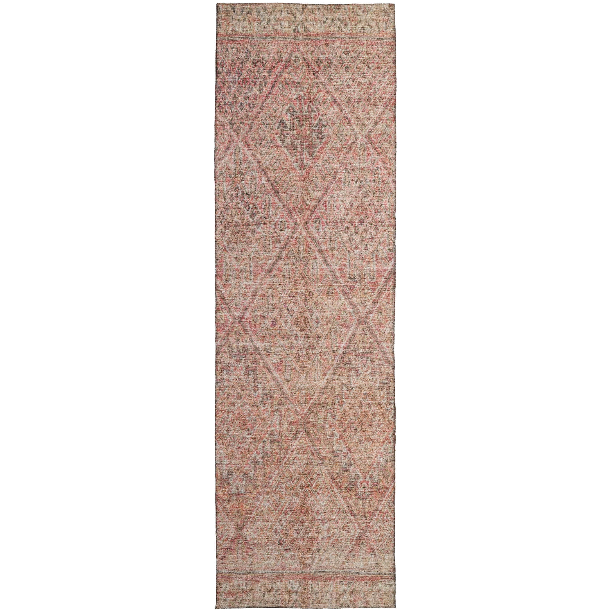 Indoor/Outdoor Traditional KJ10 Pink Rug 2'3" x 7'6" #shape_Runner