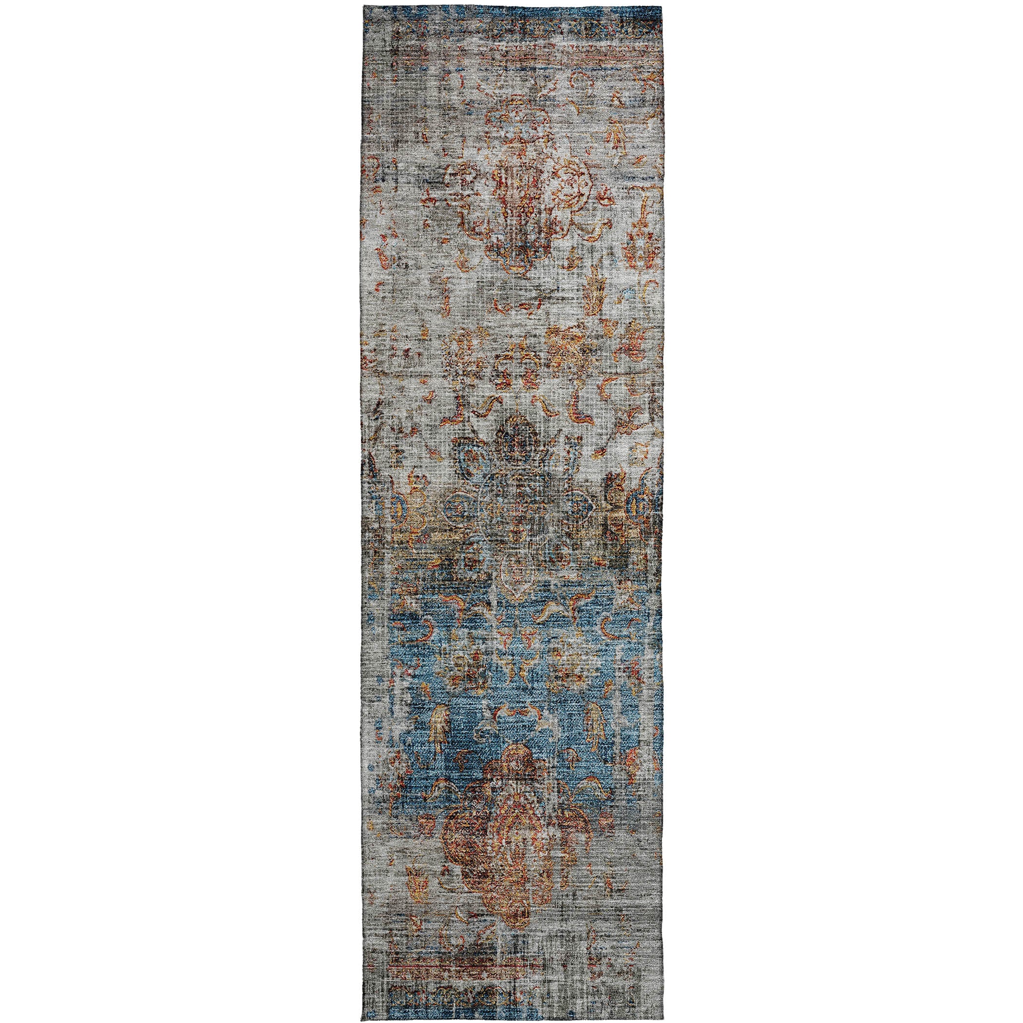 Indoor/Outdoor Traditional KJ2 Copper Orange Rug 2'3" x 7'6" #shape_Runner
