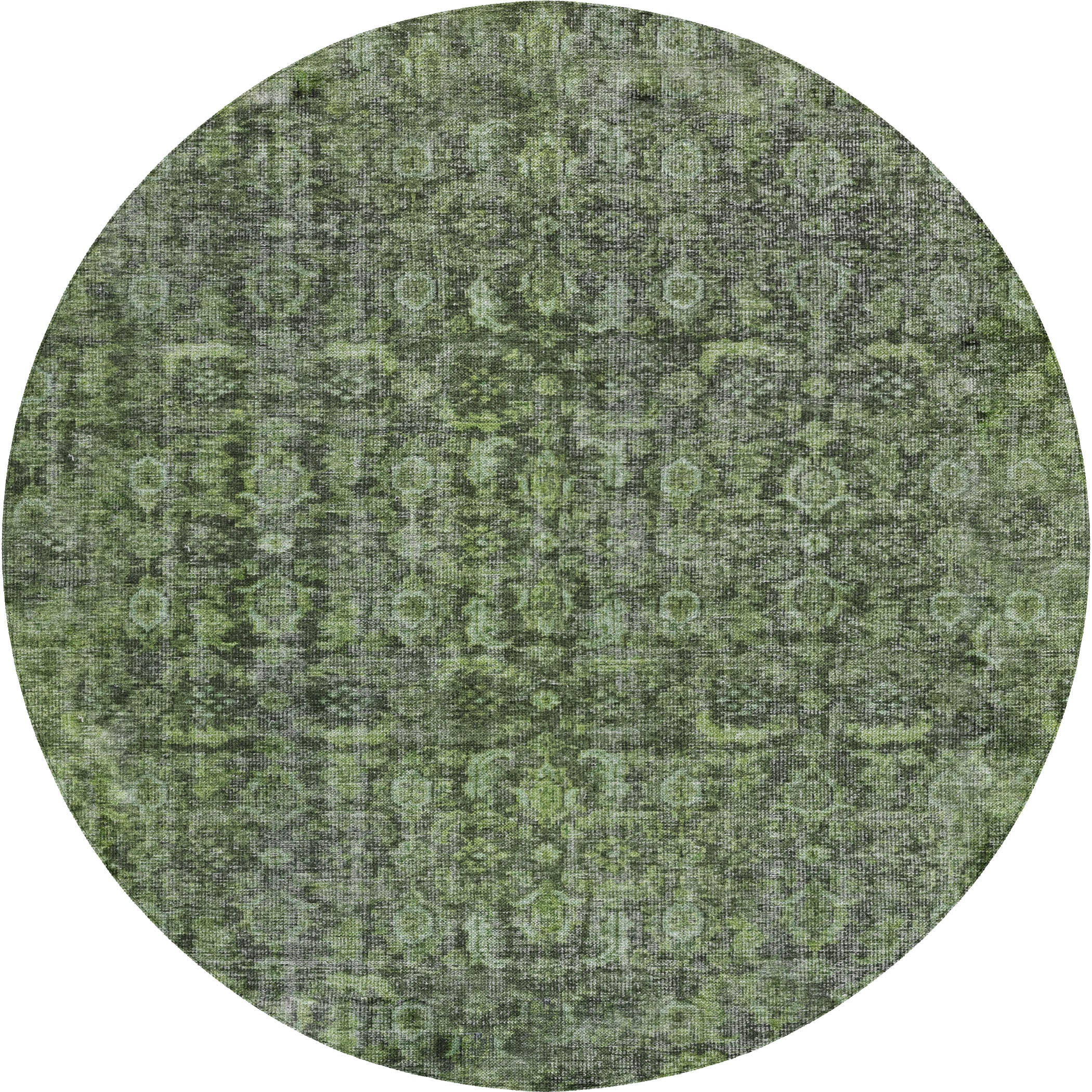 Indoor/Outdoor Traditional KJ3 Cactus Green Rug 8' x 8' #shape_Round