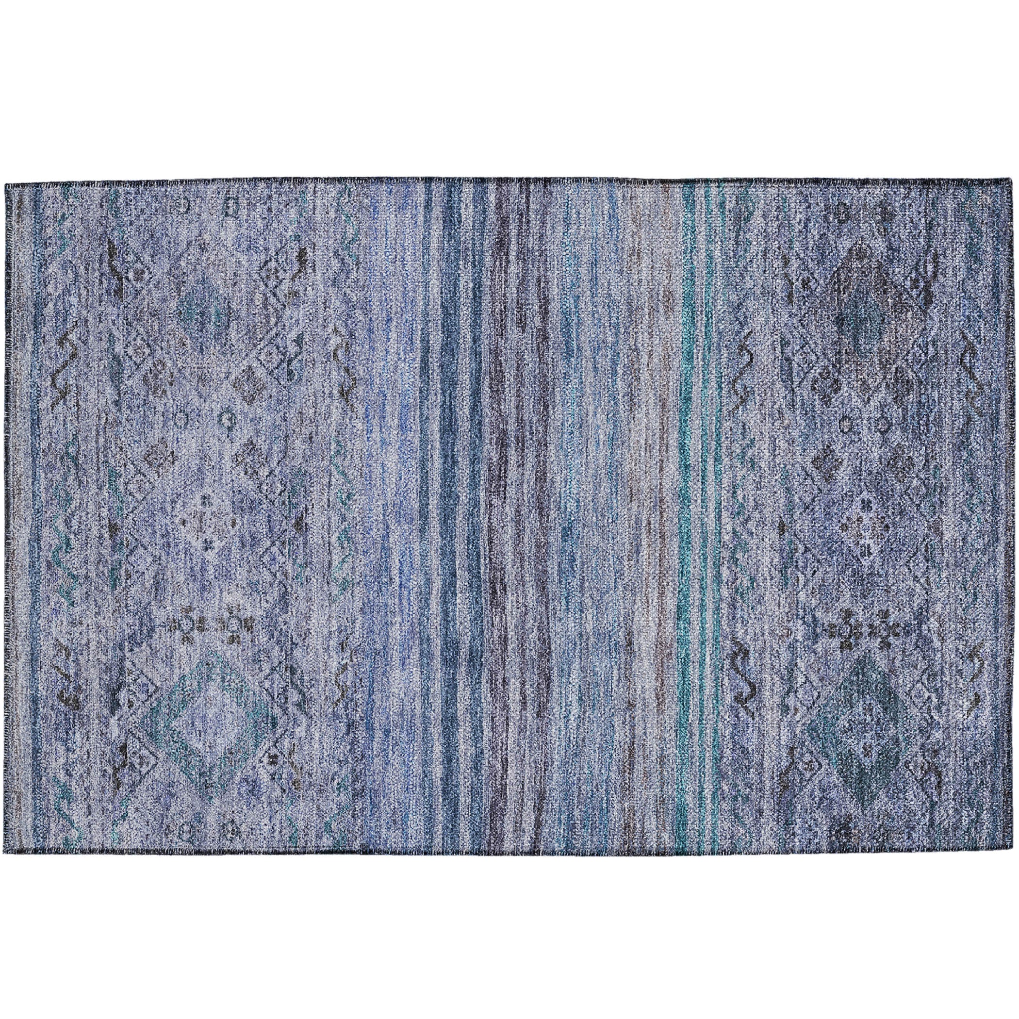 Indoor/Outdoor Traditional KJ4 Blue Rug 1'8" x 2'6" #shape_Rectangle