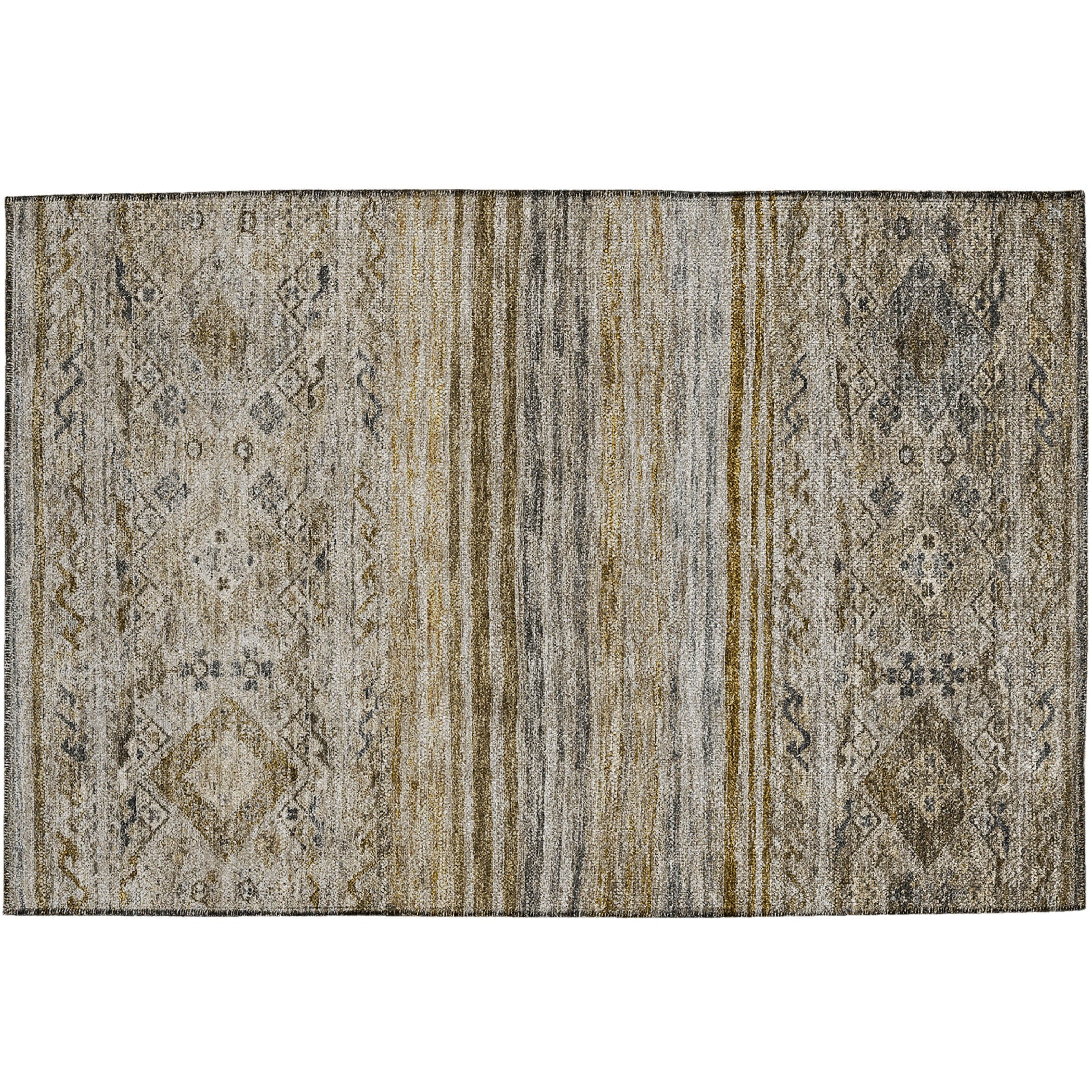 Indoor/Outdoor Traditional KJ4 Brown Rug 1'8" x 2'6" #shape_Rectangle