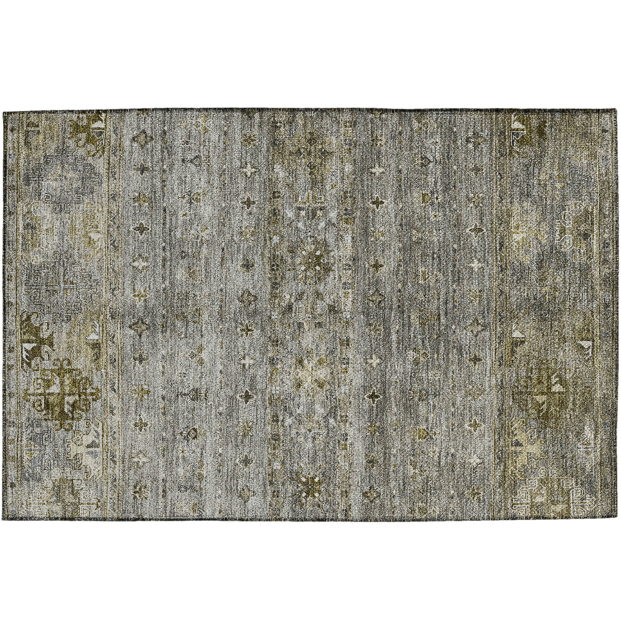 Indoor/Outdoor Traditional KJ5 Pewter Gray Rug 1'8" x 2'6" #shape_Rectangle