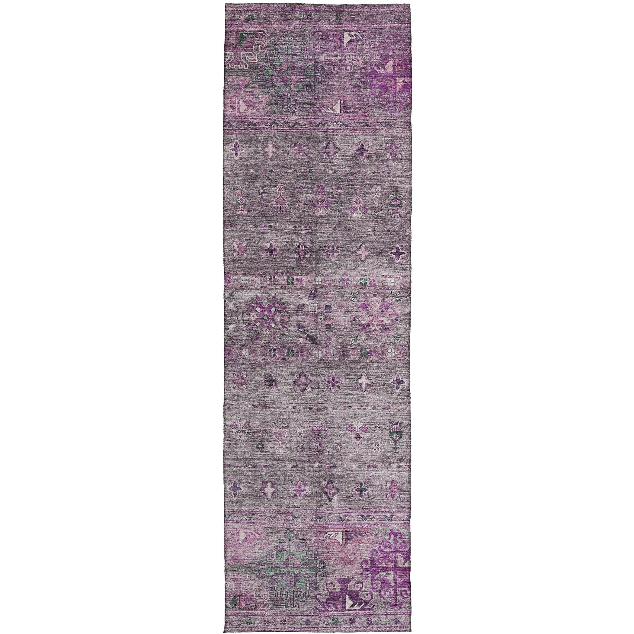 Indoor/Outdoor Traditional KJ5 Purple Rug 2'3" x 7'6" #shape_Runner