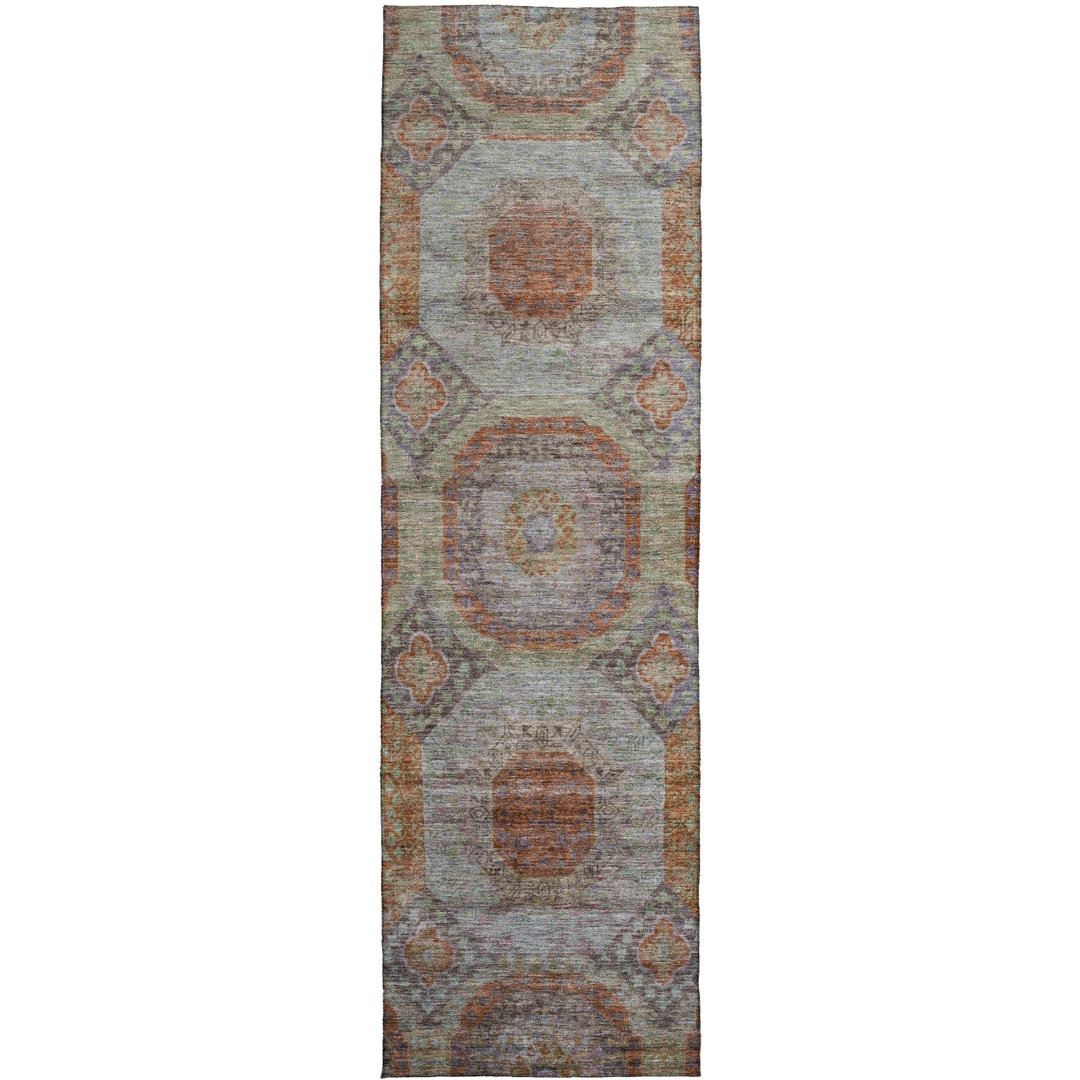 Indoor/Outdoor Traditional KJ6 Paprika Orange Rug 2'3" x 7'6" #shape_Runner