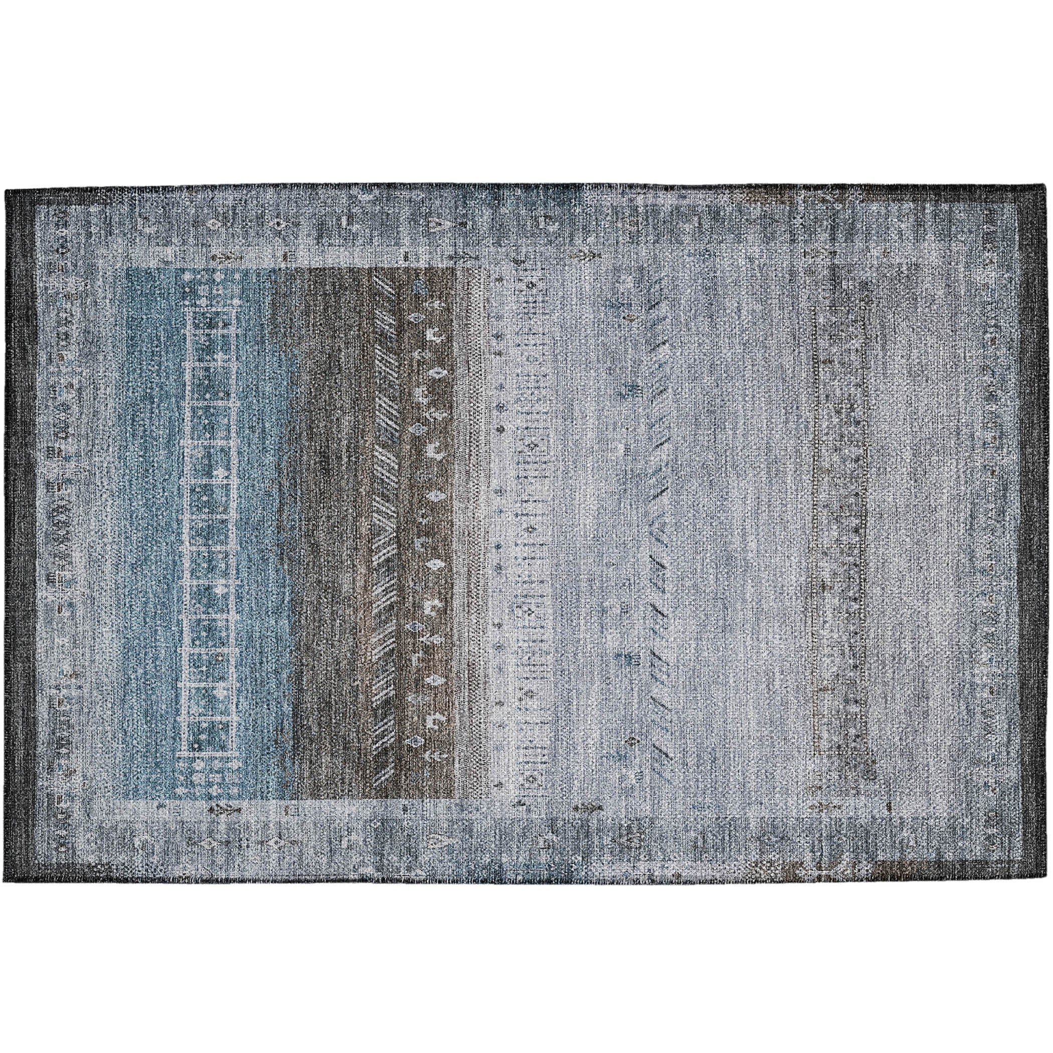 Indoor/Outdoor Traditional KJ7 Blue Rug 1'8" x 2'6" #shape_Rectangle