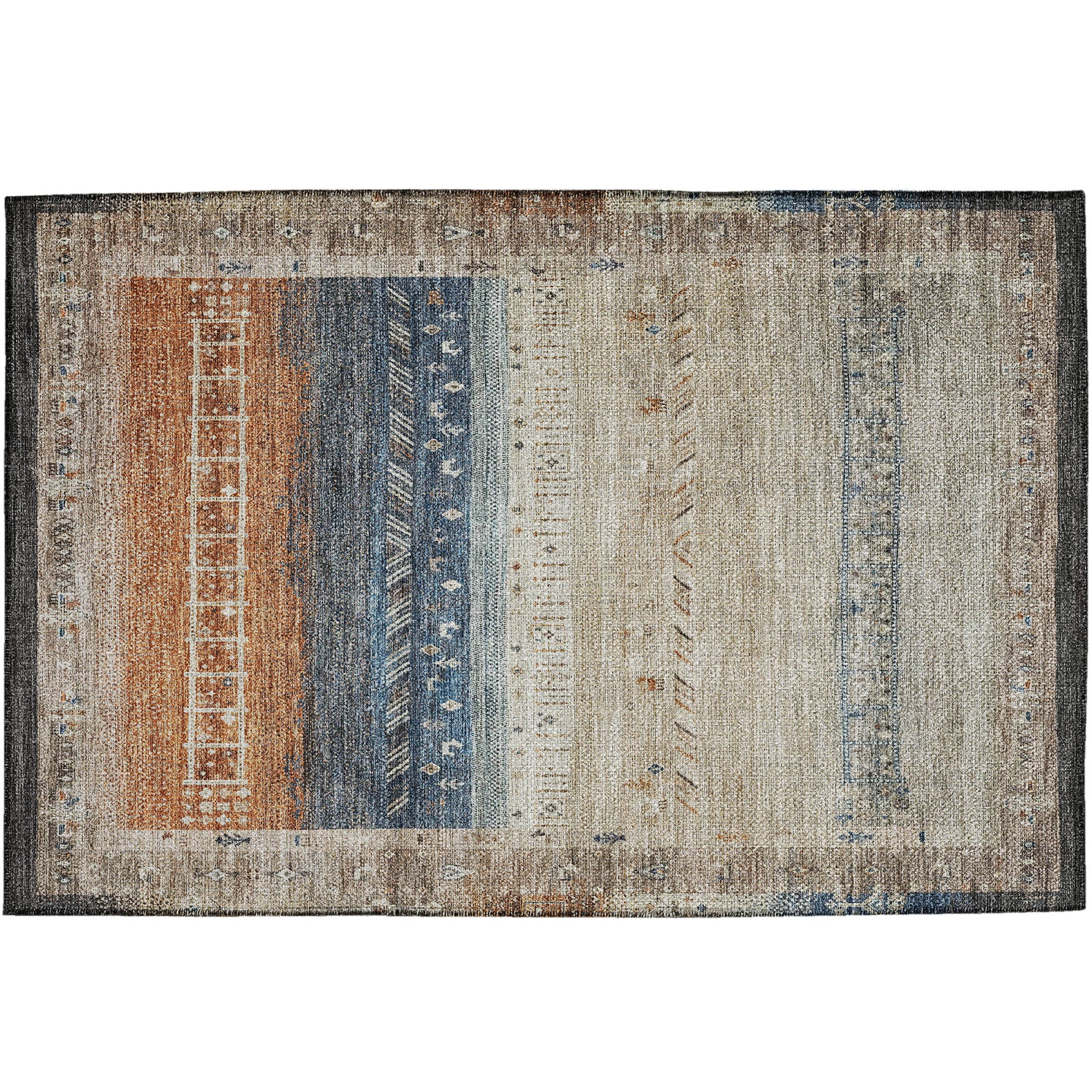 Indoor/Outdoor Traditional KJ7 Brown Rug 1'8" x 2'6" #shape_Rectangle