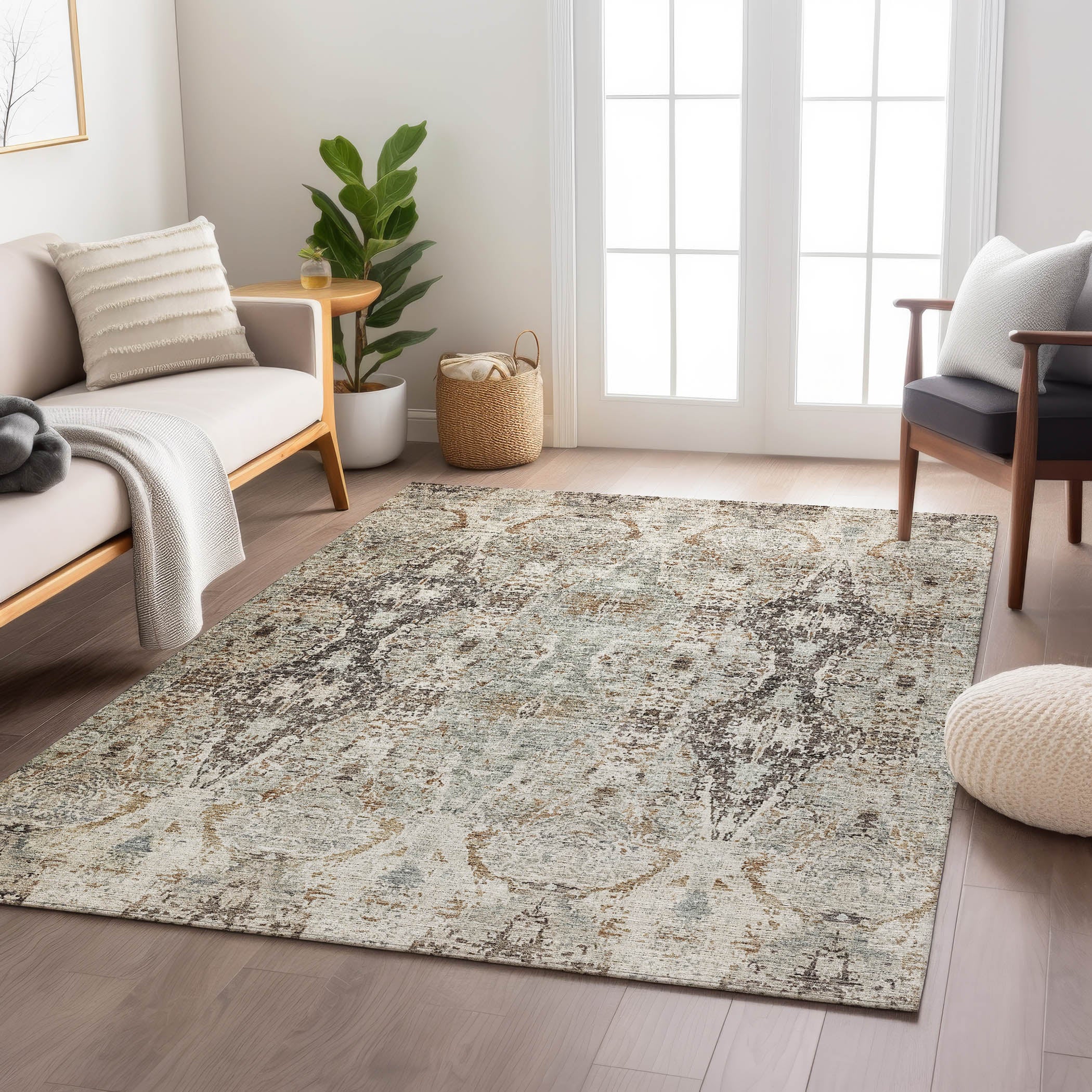 Indoor/Outdoor Traditional KJ9 Linen Ivory Rug 2'6" x 3'10" #shape_Rectangle