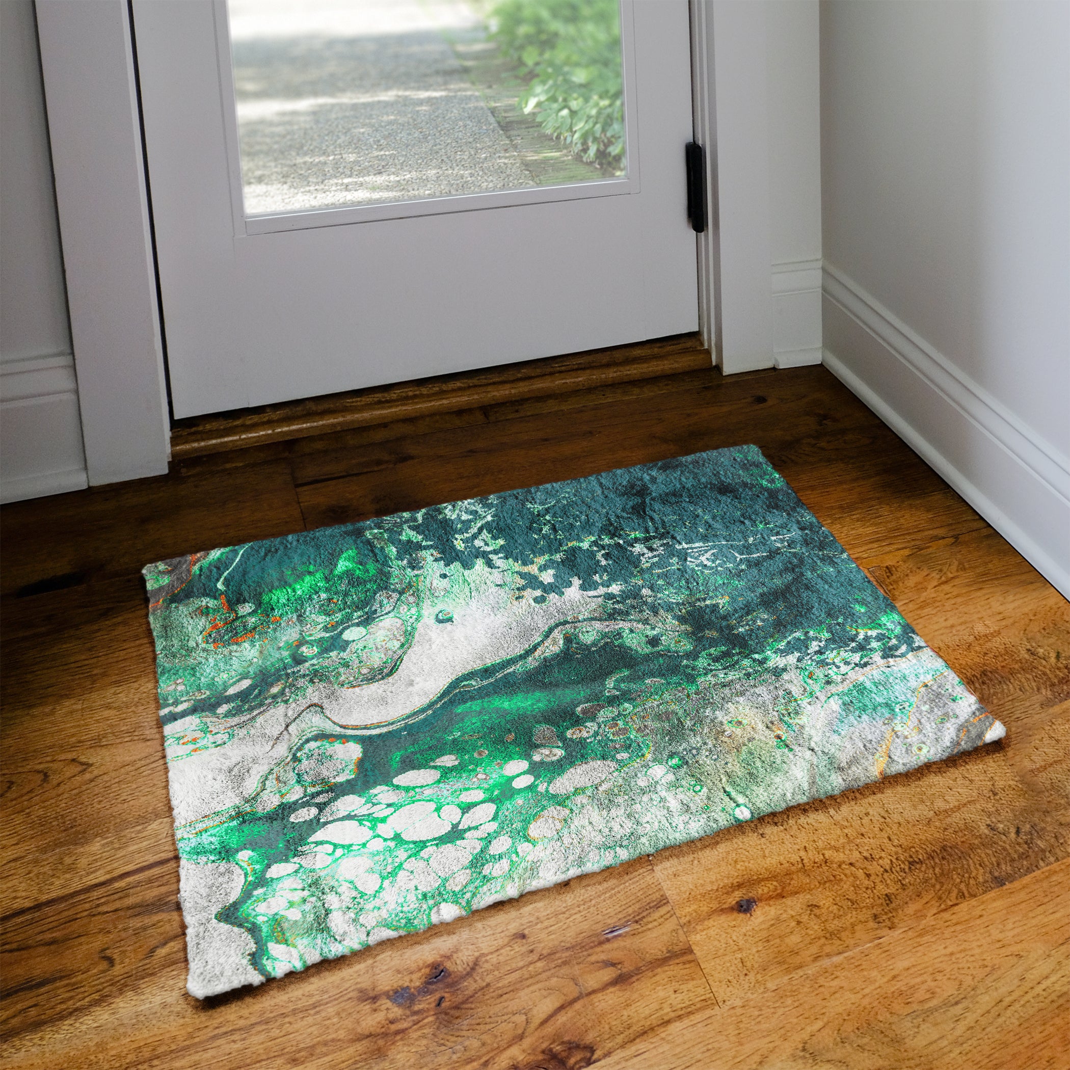 Luxury Machine Washable Contemporary KK10 Emerald City Green Rug 1'8" x 2'6" #shape_Rectangle