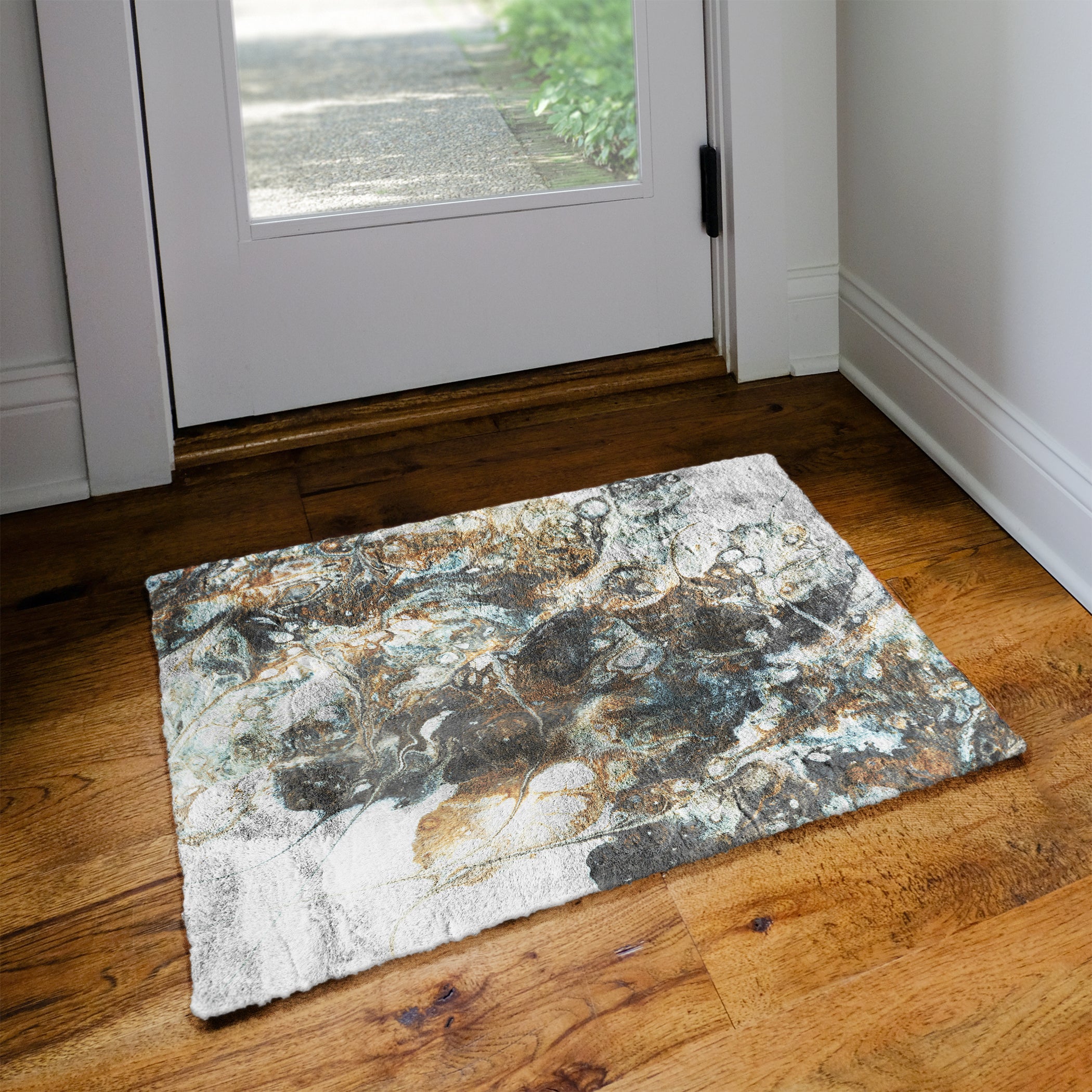 Luxury Machine Washable Contemporary KK11 Volcano Ivory Rug 1'8" x 2'6" #shape_Rectangle