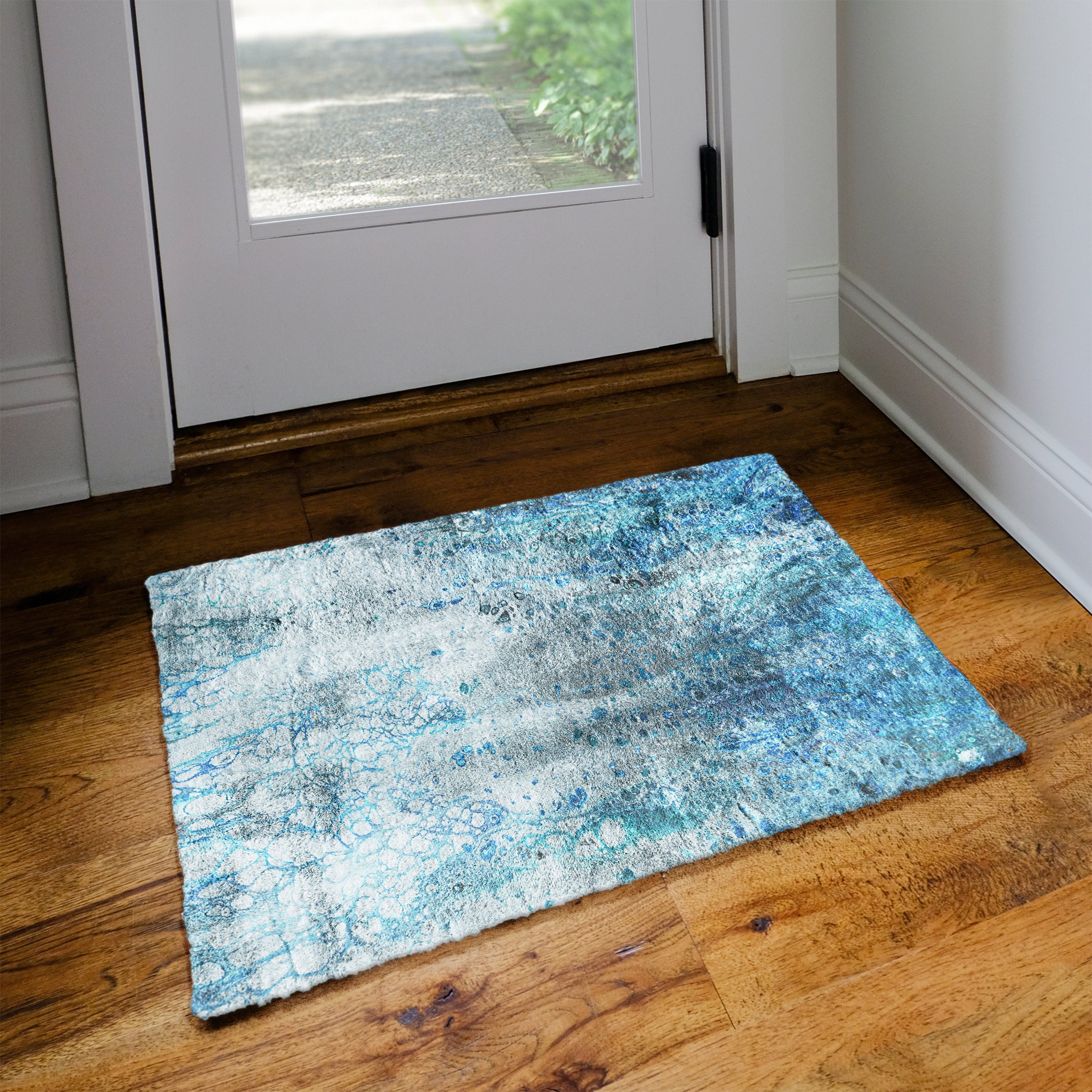 Luxury Machine Washable Contemporary KK18 Ocean Blue Rug 1'8" x 2'6" #shape_Rectangle