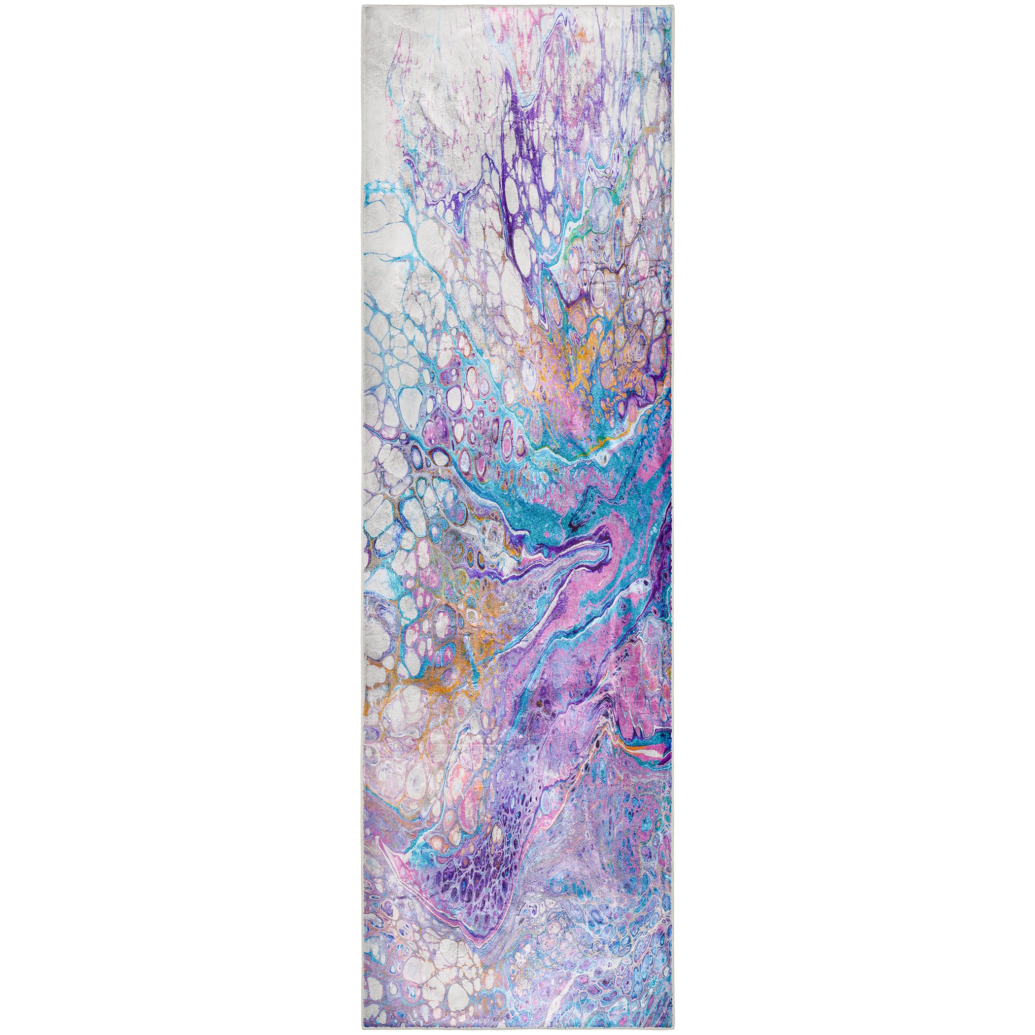 Luxury Machine Washable Contemporary KK19 Lavender Purple Rug 2'3" x 7'6" #shape_Runner