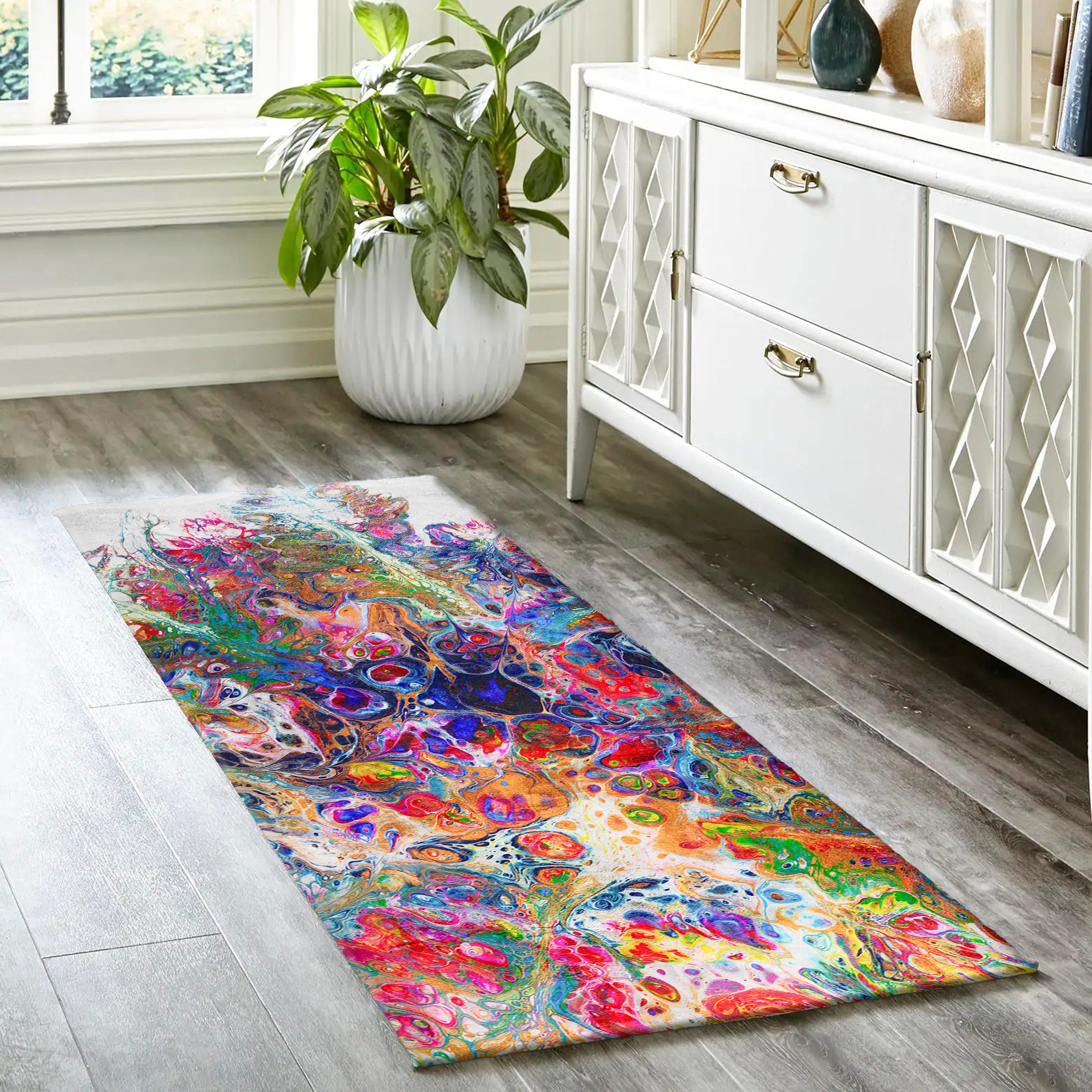 Luxury Machine Washable Contemporary KK1 Carnival Multi Rug 2'3" x 7'6" #shape_Runner