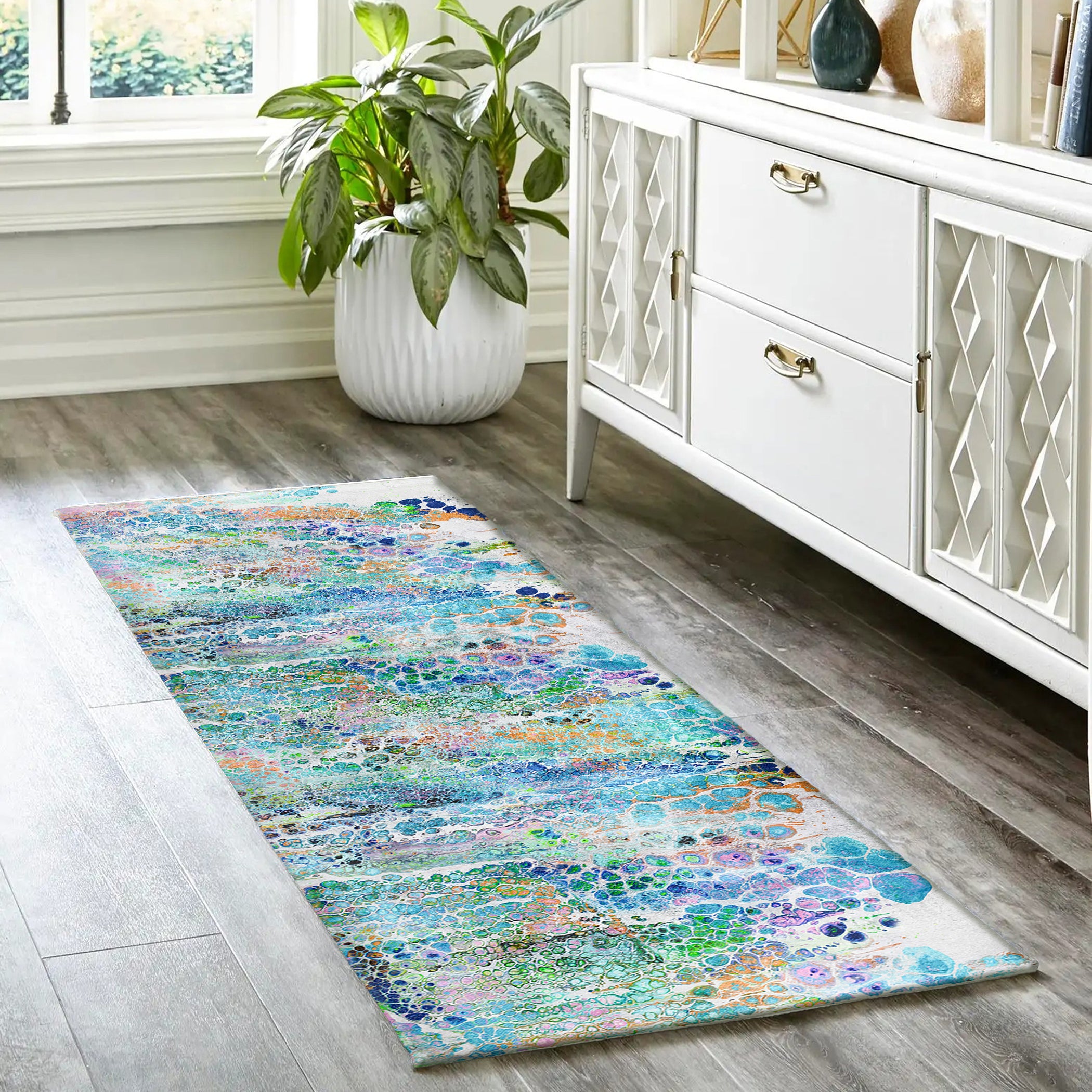 Luxury Machine Washable Contemporary KK20 Twilight Multi Rug 2'3" x 7'6" #shape_Runner