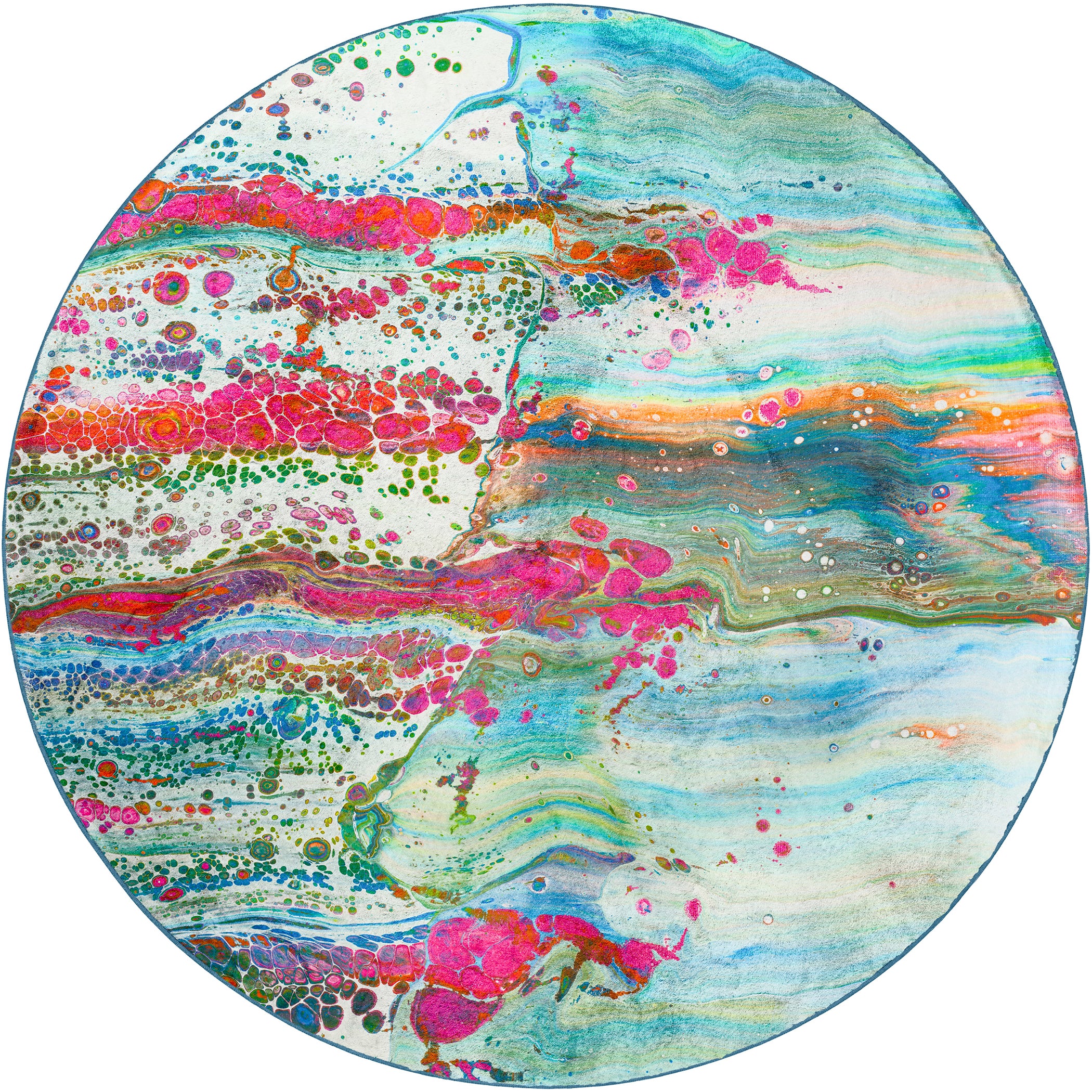 Luxury Machine Washable Contemporary KK2 Confetti Multi Rug 8' x 8' #shape_Round