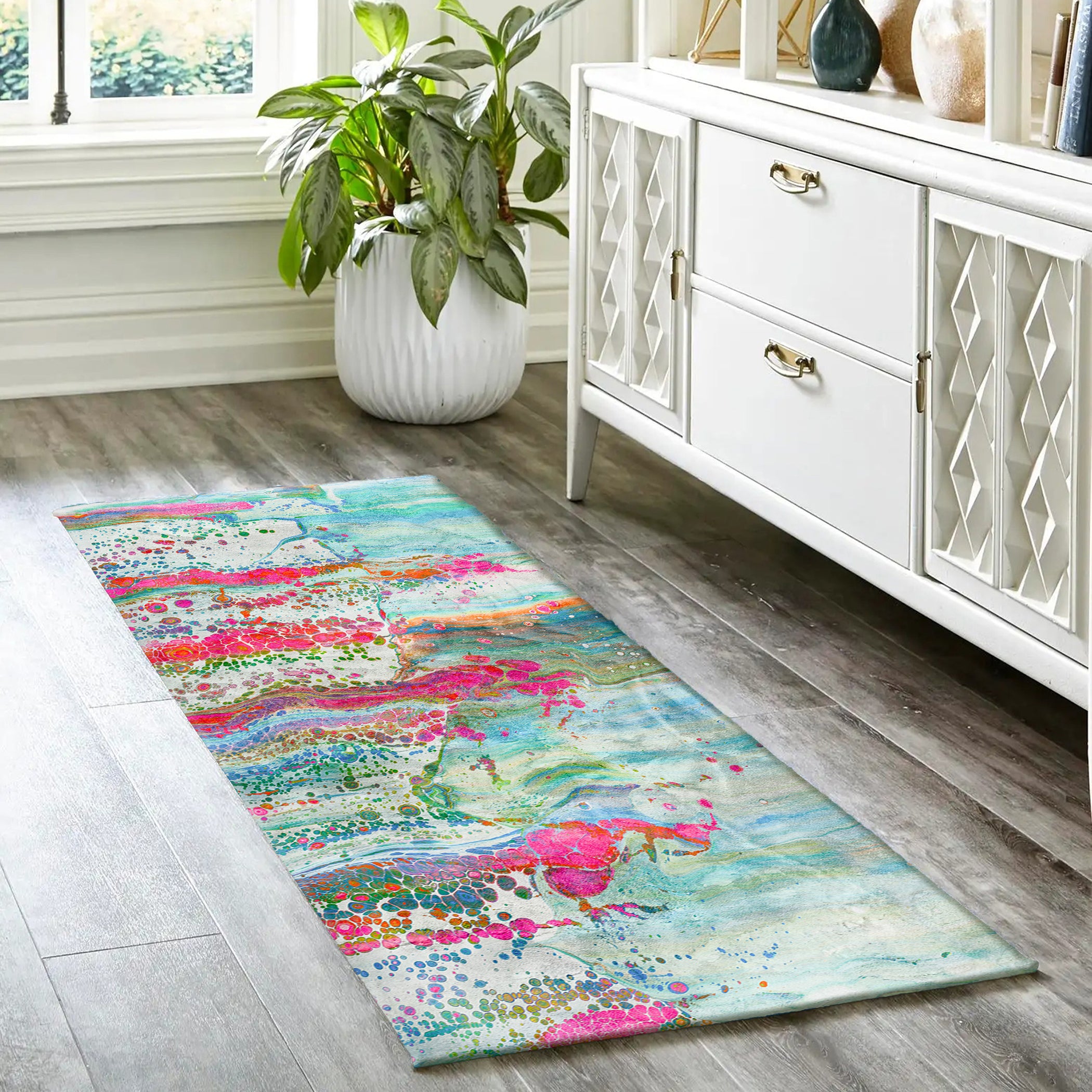Luxury Machine Washable Contemporary KK2 Confetti Multi Rug 2'3" x 7'6" #shape_Runner