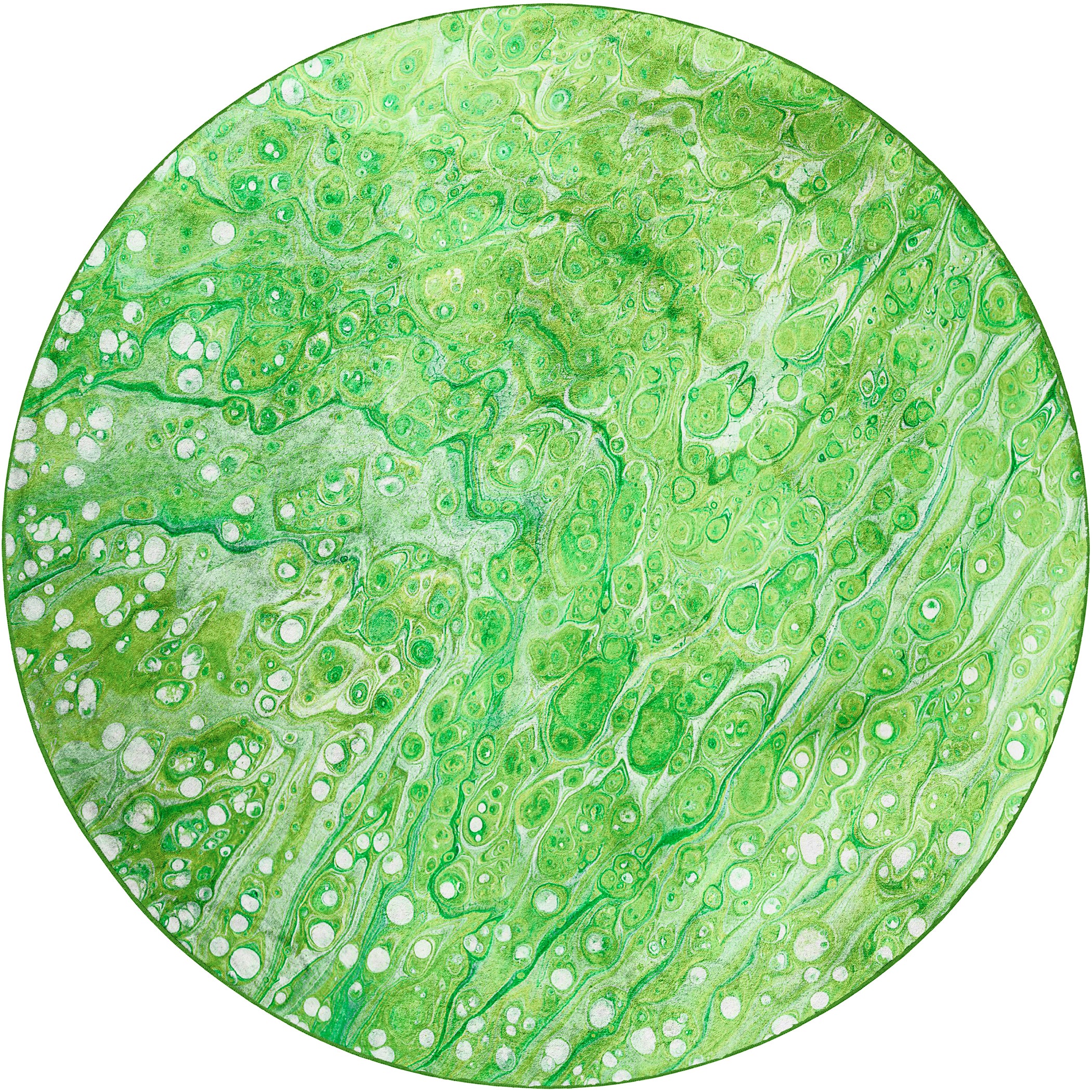 Luxury Machine Washable Contemporary KK5 Lime-In Green Rug 8' x 8' #shape_Round