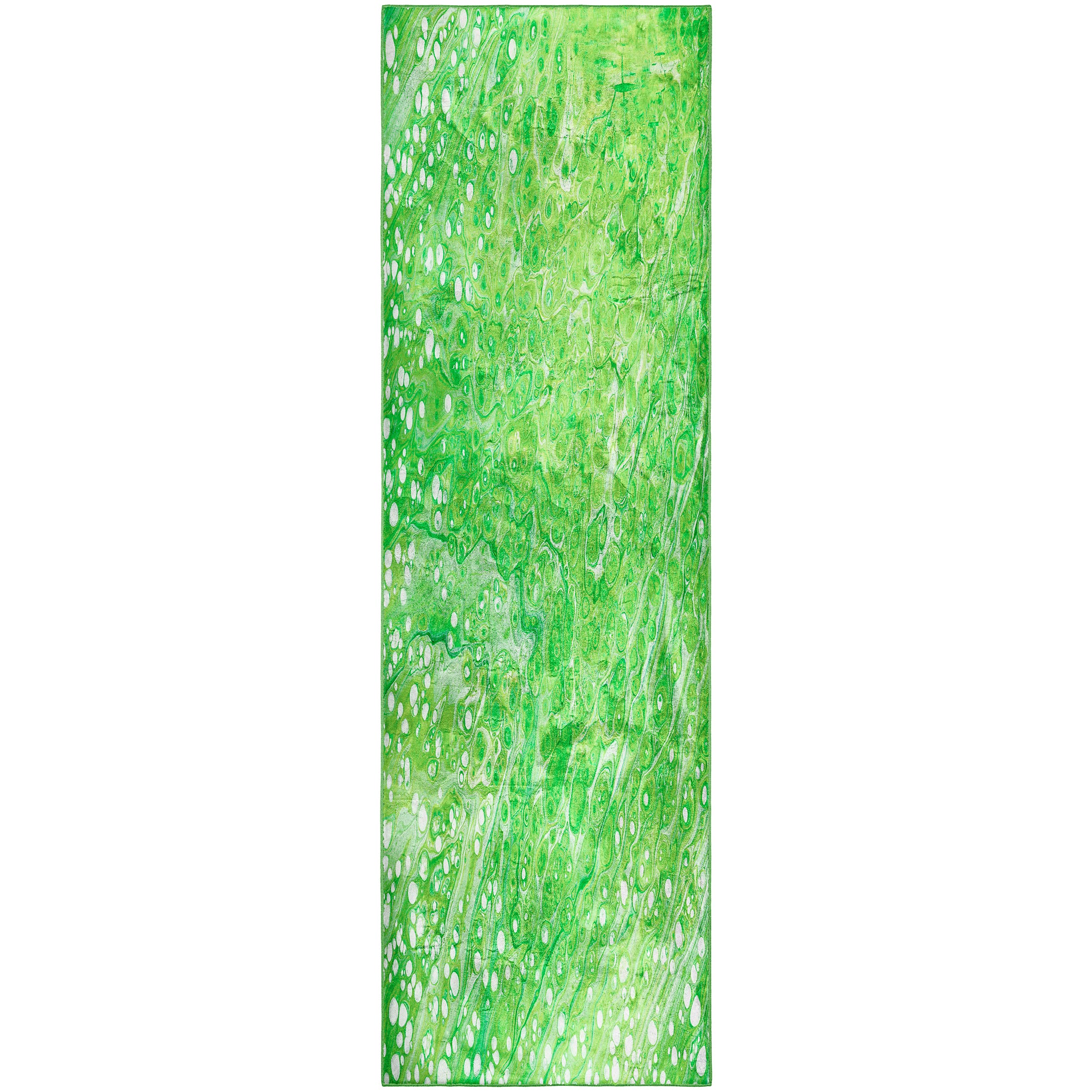 Luxury Machine Washable Contemporary KK5 Lime-In Green Rug 2'3" x 7'6" #shape_Runner