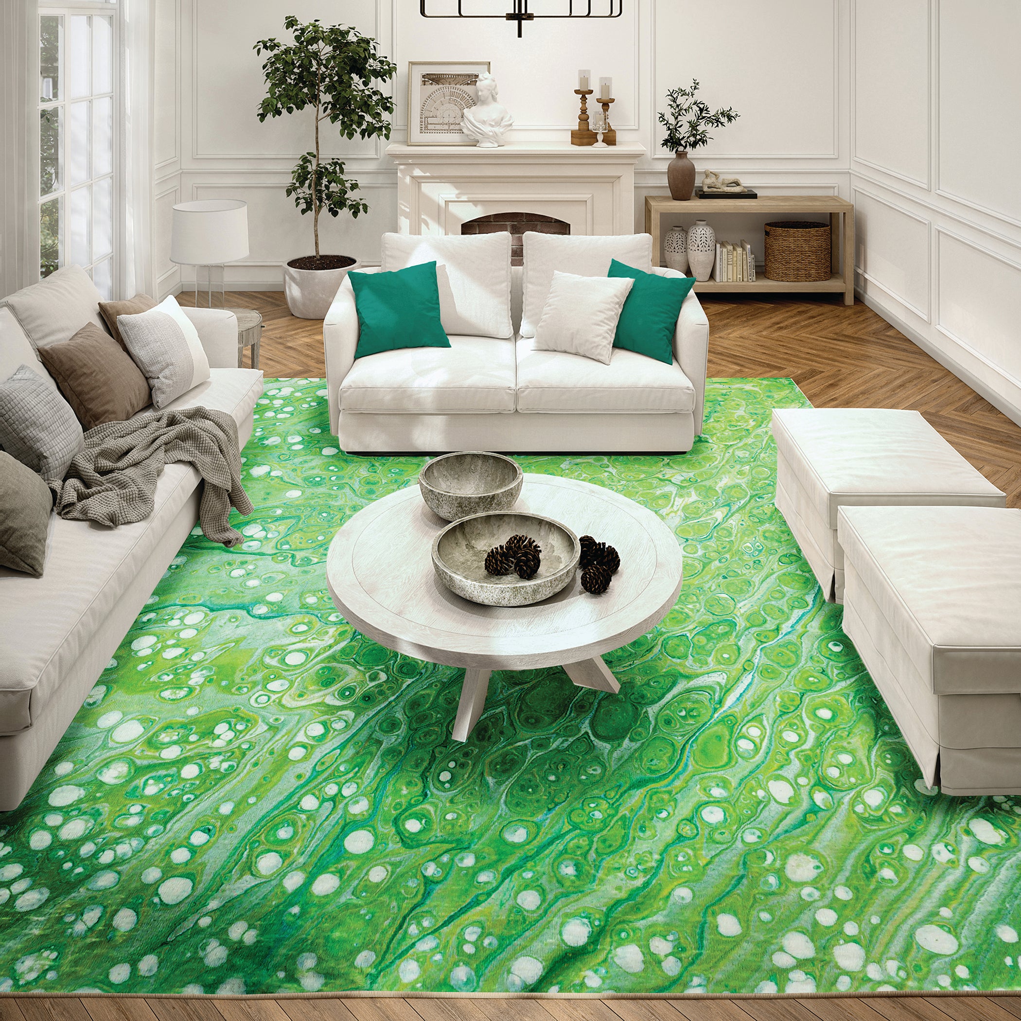 Luxury Machine Washable Contemporary KK5 Lime-In Green Rug 3' x 5' #shape_Rectangle