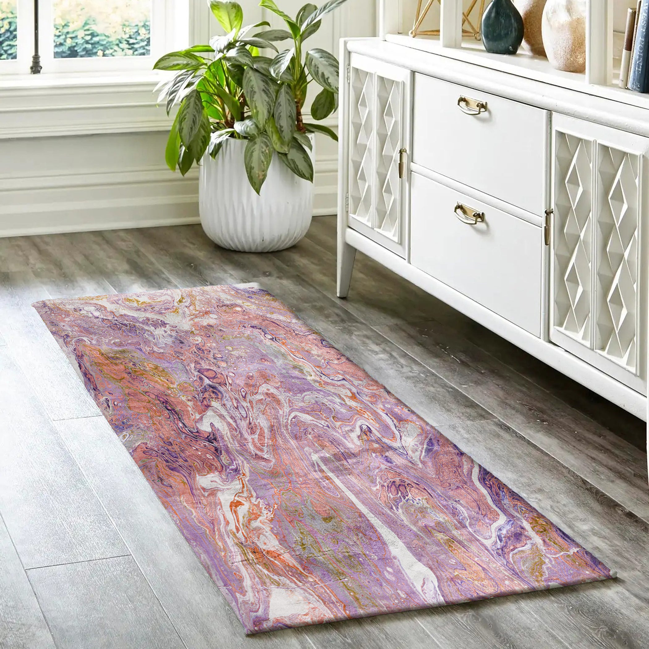 Luxury Machine Washable Contemporary KK6 Primrose Pink Rug 2'3" x 7'6" #shape_Runner