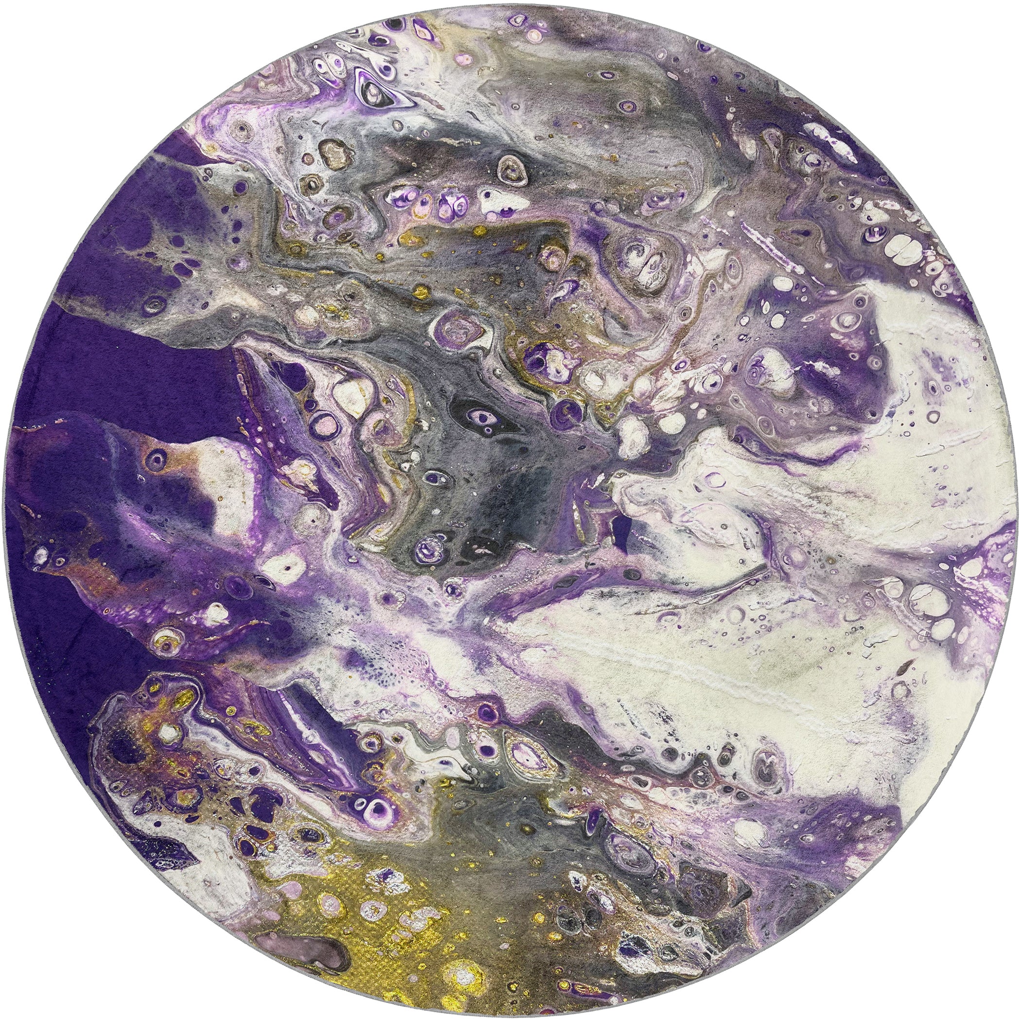 Luxury Machine Washable Contemporary KK7 Majesty Purple Rug 8' x 8' #shape_Round