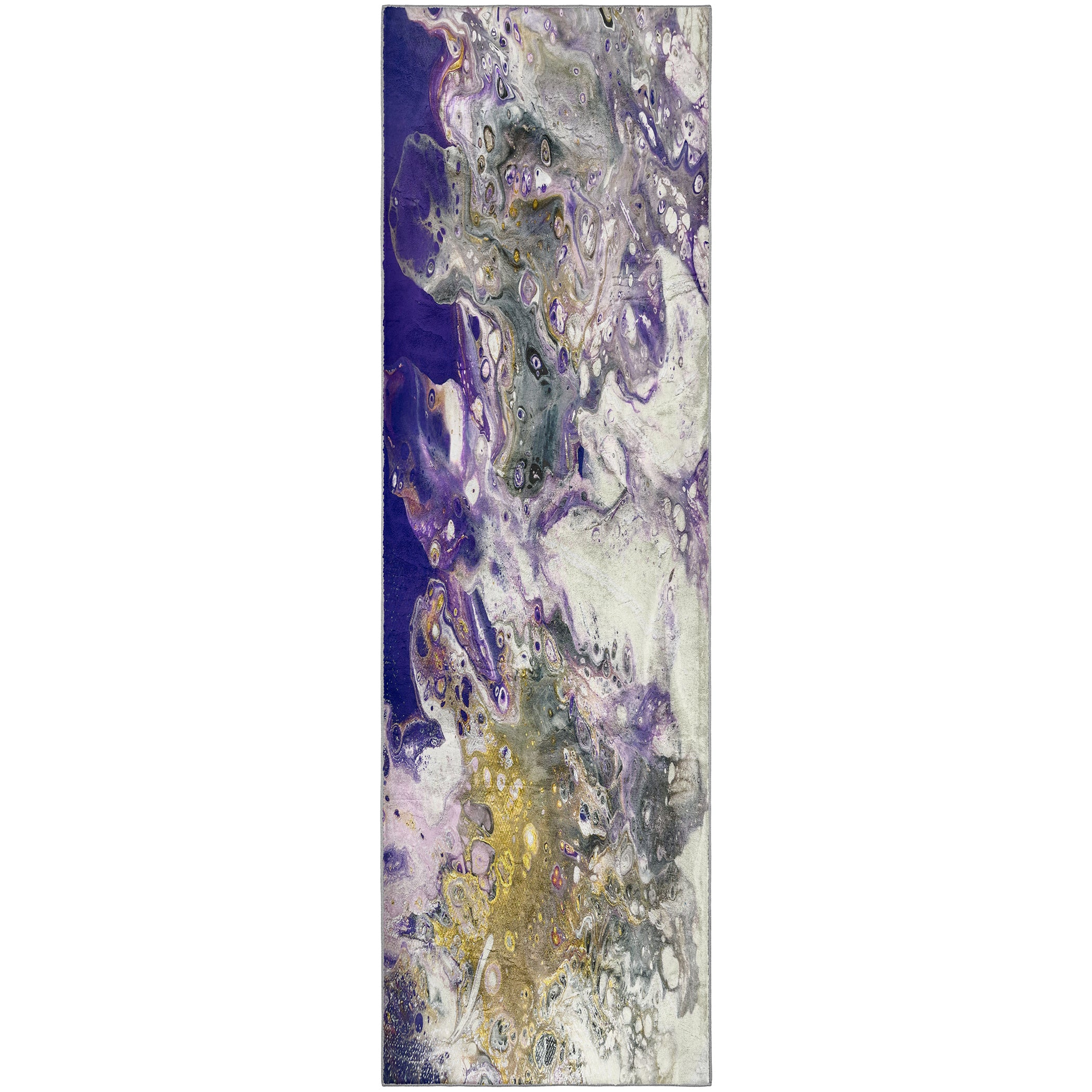 Luxury Machine Washable Contemporary KK7 Majesty Purple Rug 2'3" x 7'6" #shape_Runner