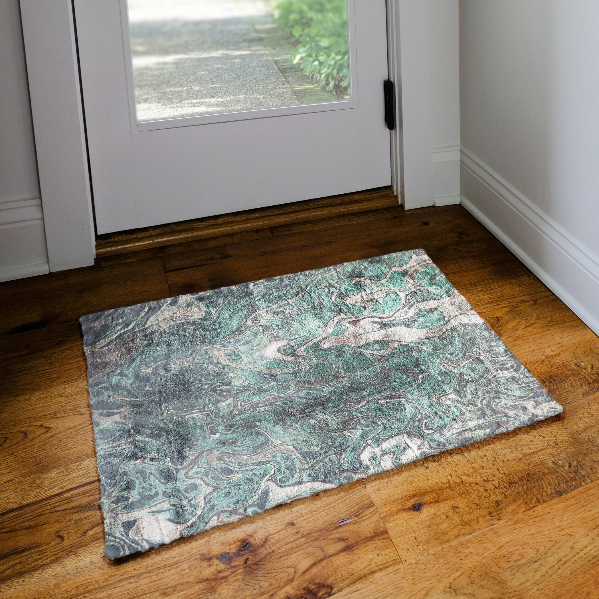 Luxury Machine Washable Contemporary KK9 Seaside Green Rug 1'8" x 2'6" #shape_Rectangle