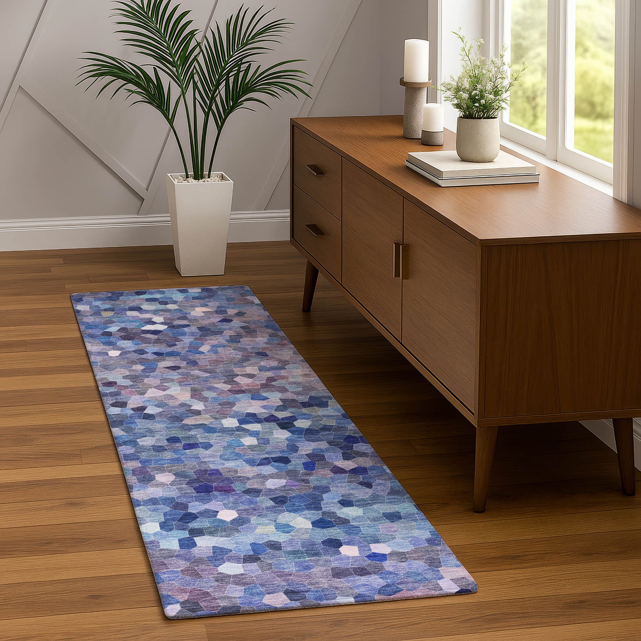 Luxury Washable Indoor/Outdoor Transitional KL1 Baltic Blue Rug 2'3" x 7'6" #shape_Runner