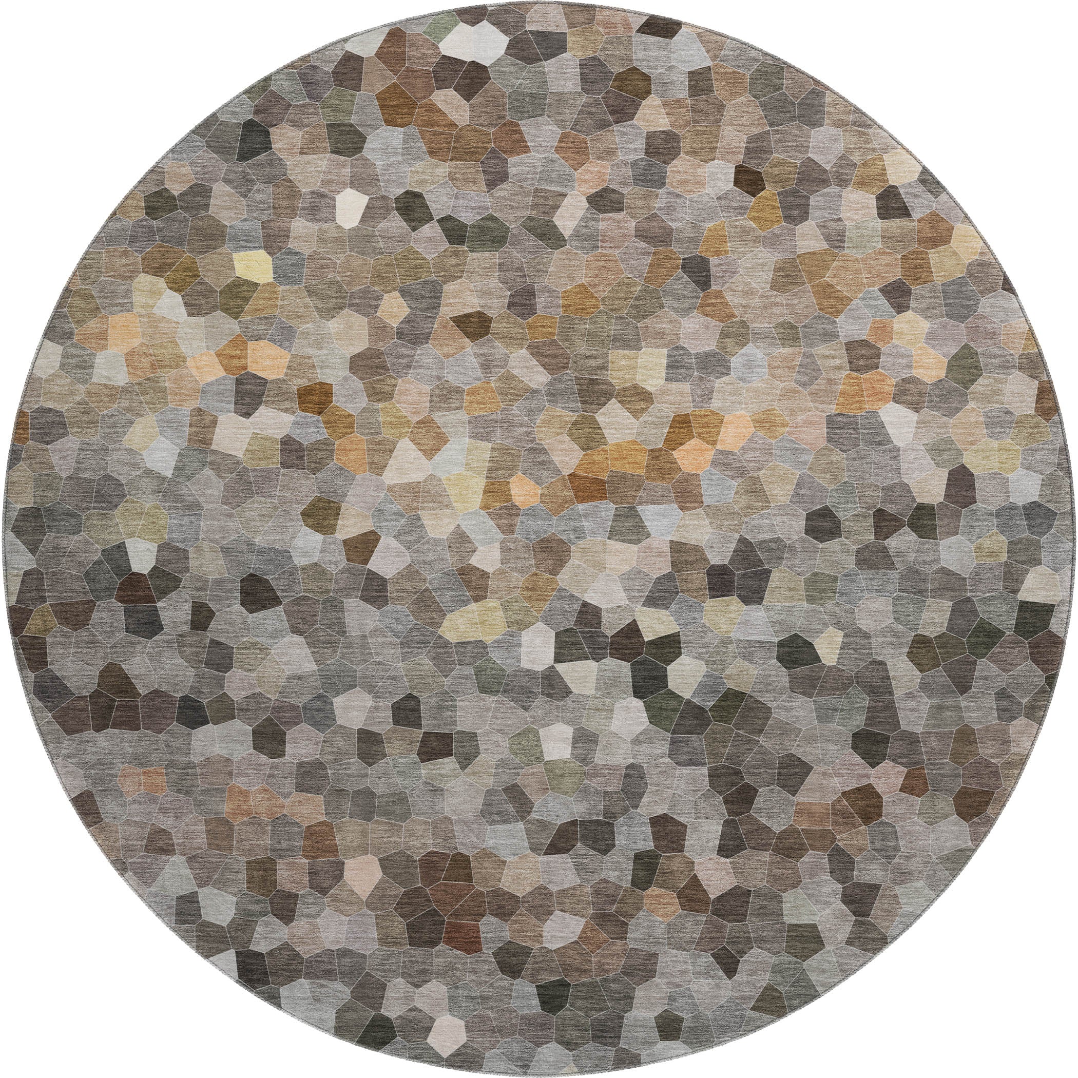 Luxury Washable Indoor/Outdoor Transitional KL1 Pewter Gray Rug 8' x 8' #shape_Round
