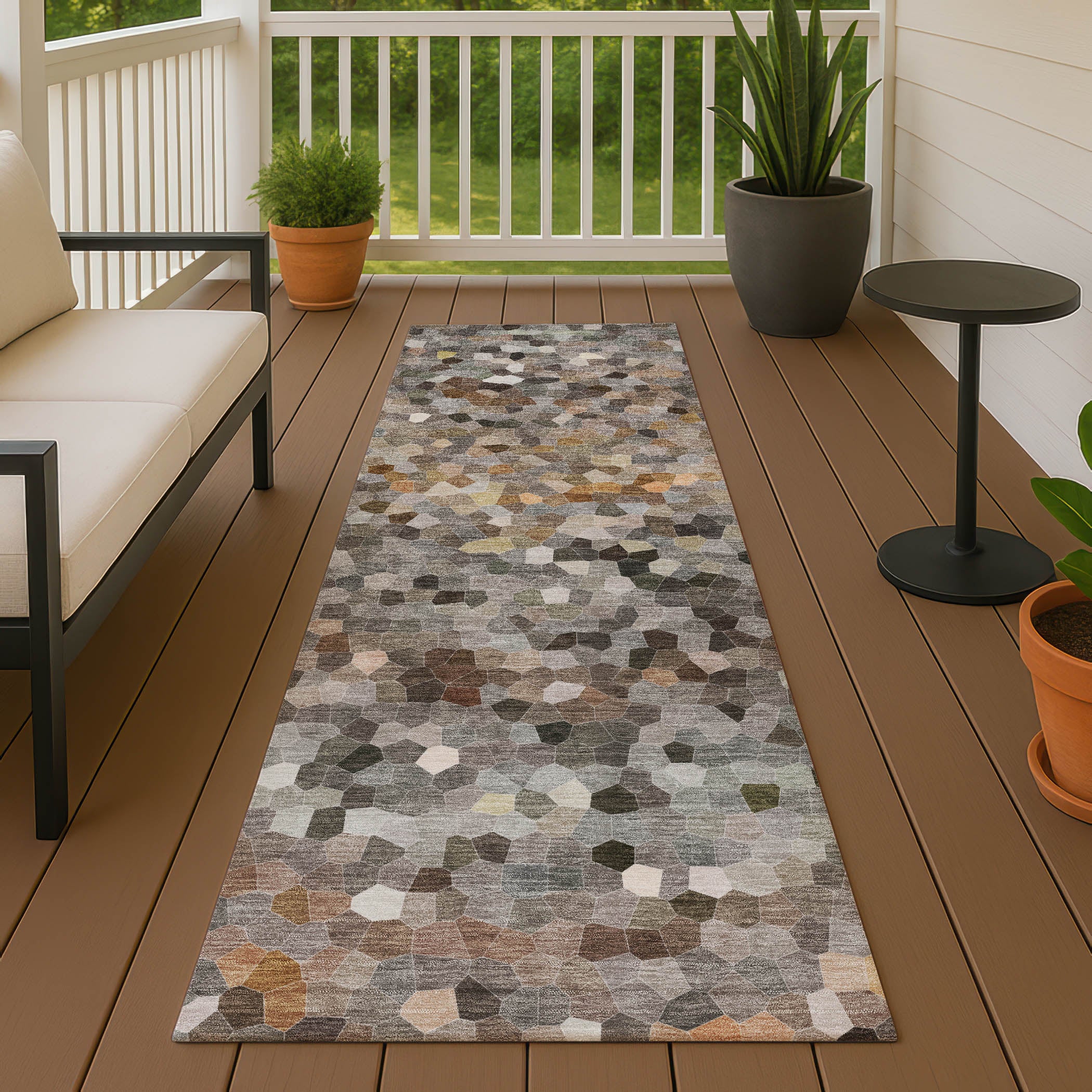 Luxury Washable Indoor/Outdoor Transitional KL1 Pewter Gray Rug 2'3" x 7'6" #shape_Runner