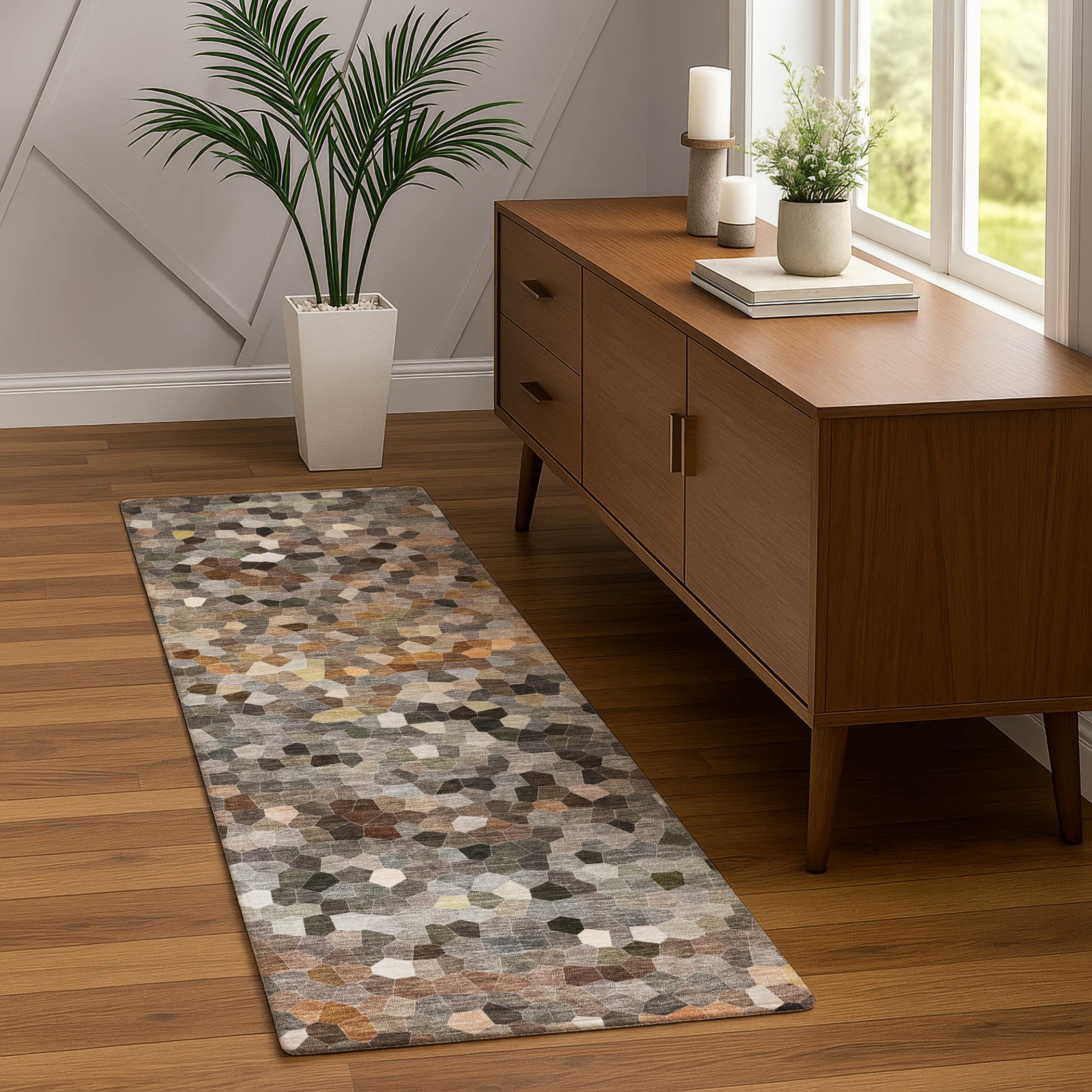Luxury Washable Indoor/Outdoor Transitional KL1 Pewter Gray Rug 2'3" x 7'6" #shape_Runner