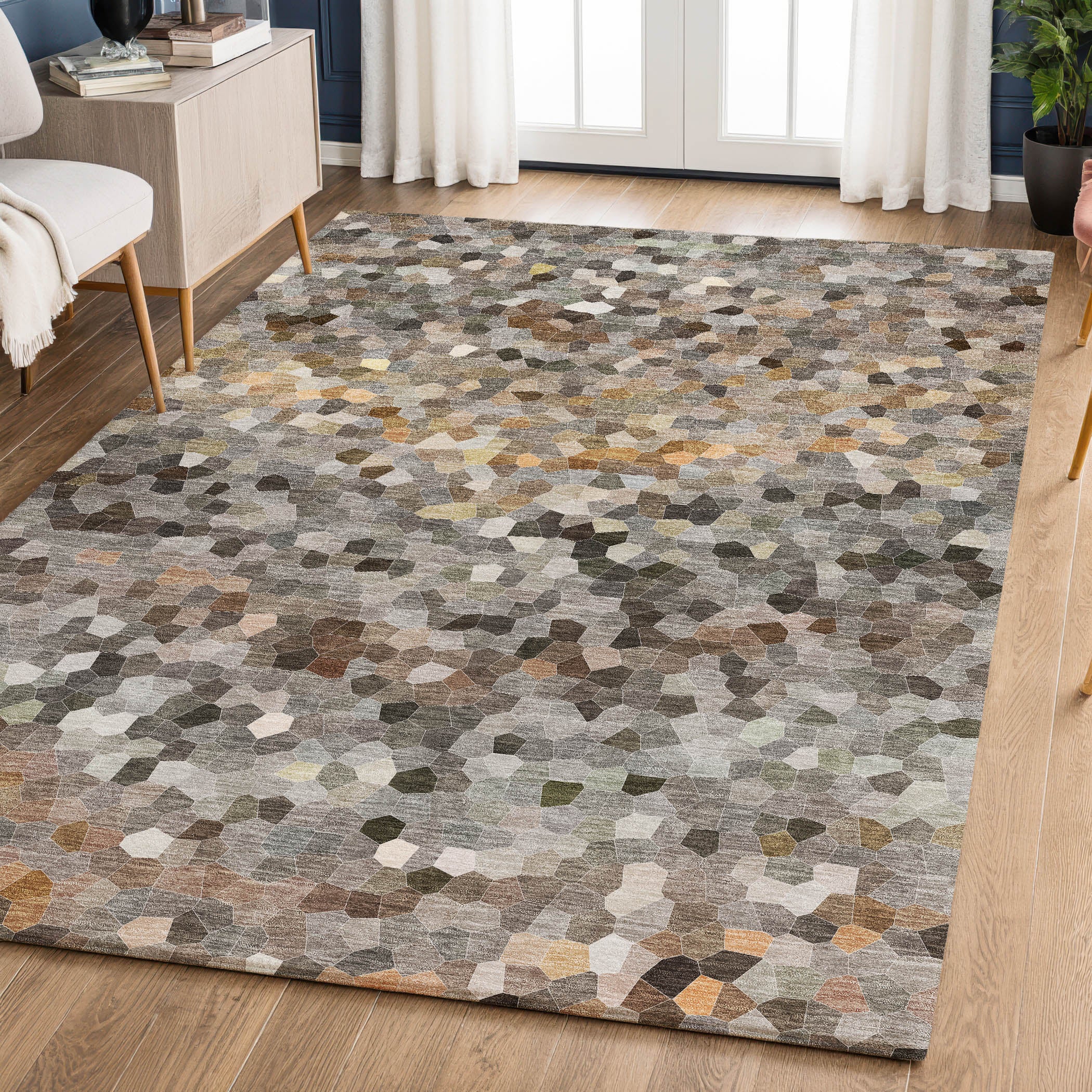 Luxury Washable Indoor/Outdoor Transitional KL1 Pewter Gray Rug 2'6" x 3'10" #shape_Rectangle
