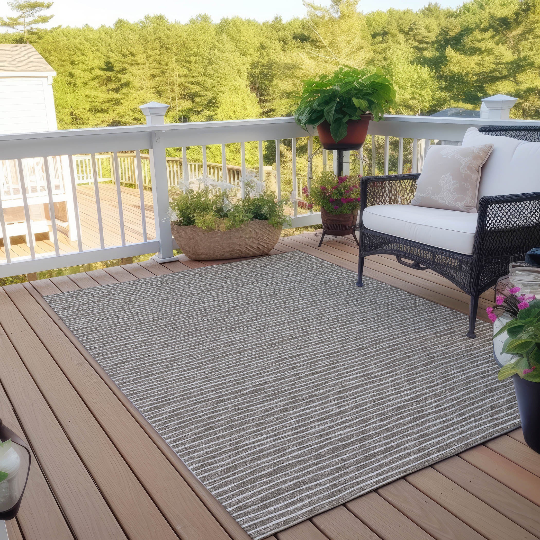 Luxury Machine Washable Indoor/Outdoor Transitional LA1 Taupe Brown Rug 3' x 5' #shape_Rectangle