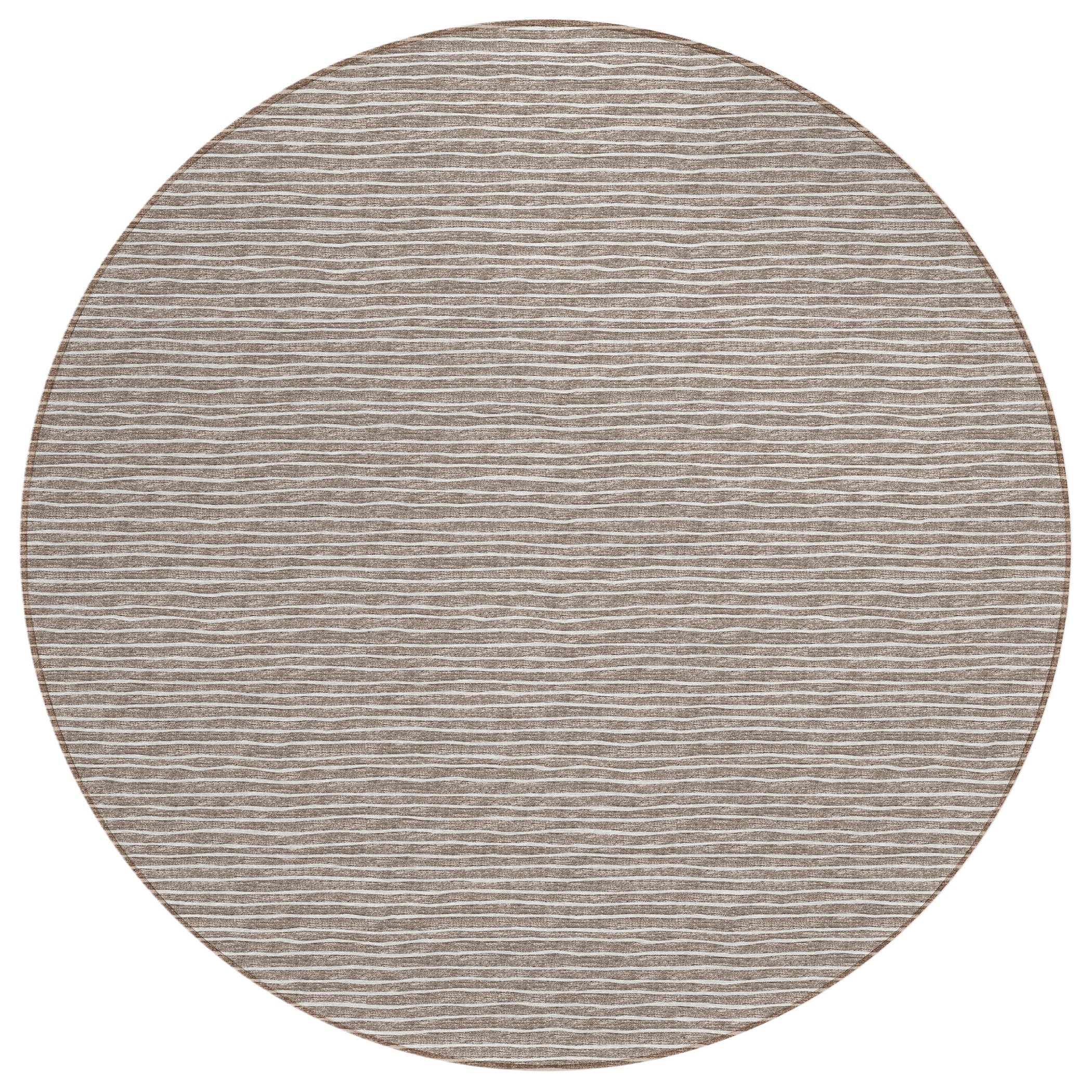 Luxury Machine Washable Indoor/Outdoor Transitional LA1 Taupe Brown Rug 4' x 4' #shape_Round