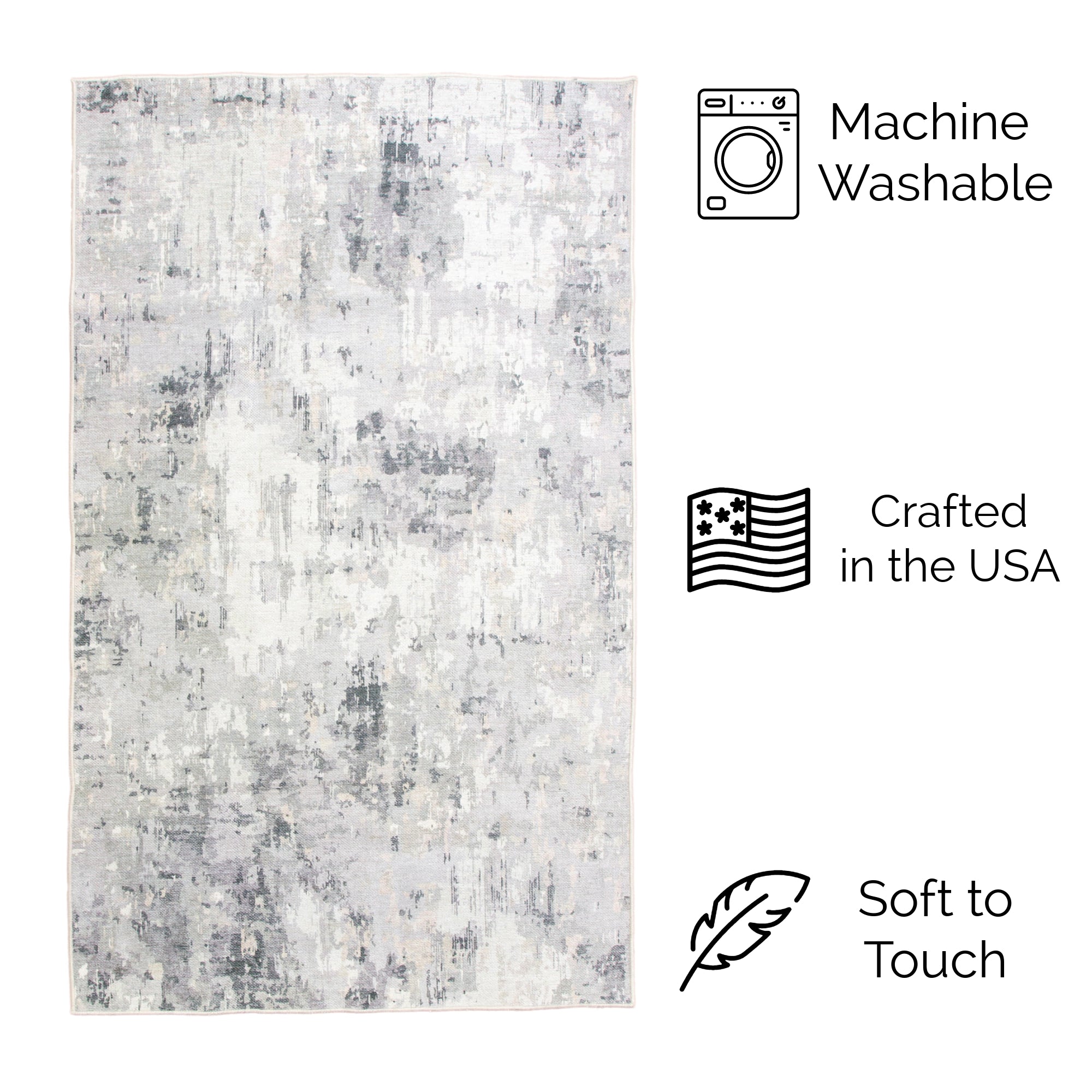 Machine Washable Rug LAN01D Charcoal / Gray SAR-Lancaster #color_charcoal / gray