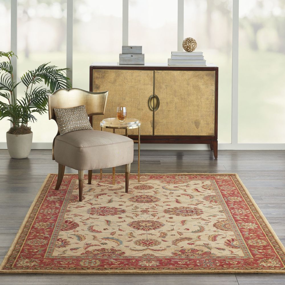 Living Treasures LI04 Ivory/Red Rugs #color_ivory/red
