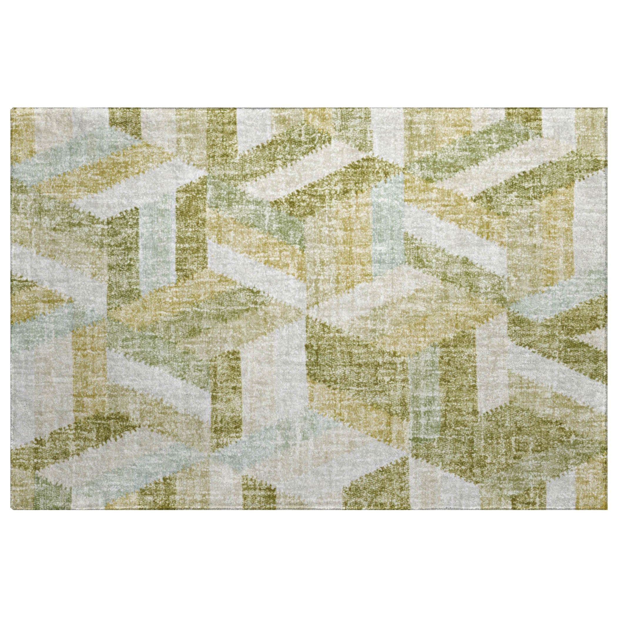 Luxury Washable Transitional LN1 Aloe Green Rug 1'8" x 2'6" #shape_Rectangle