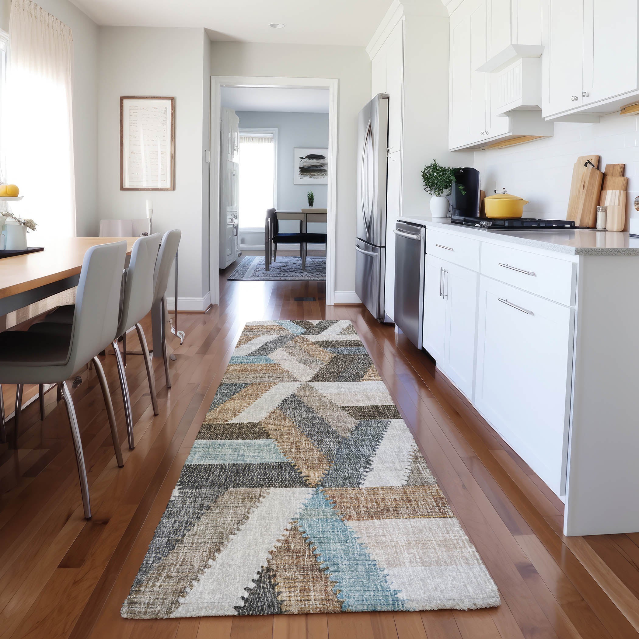 Luxury Washable Transitional LN1 Brown Rug 2'3" x 7'6" #shape_Runner